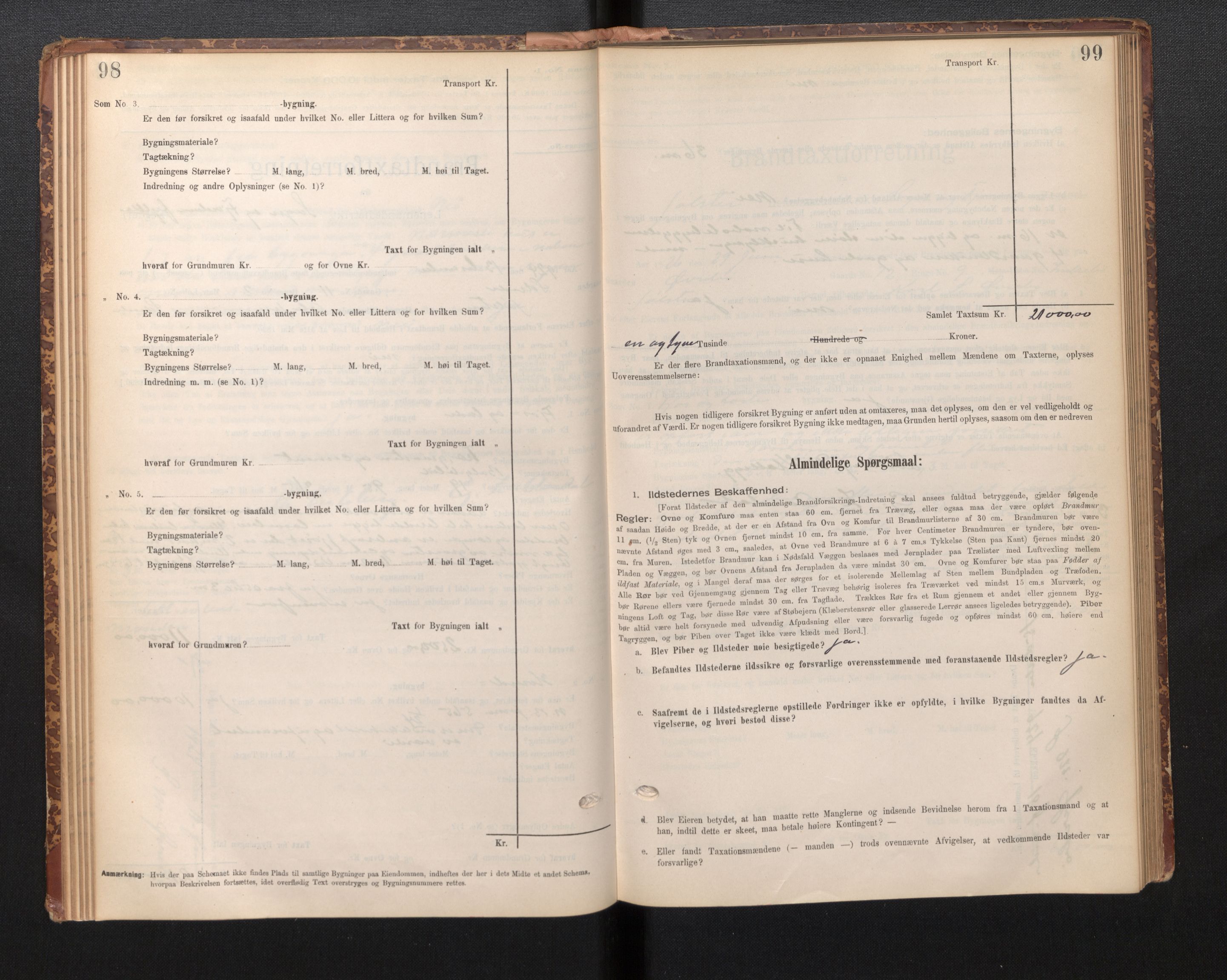 Lensmannen i Jølster, AV/SAB-A-28701/0012/L0004: Branntakstprotokoll, skjematakst, 1895-1923, p. 98-99