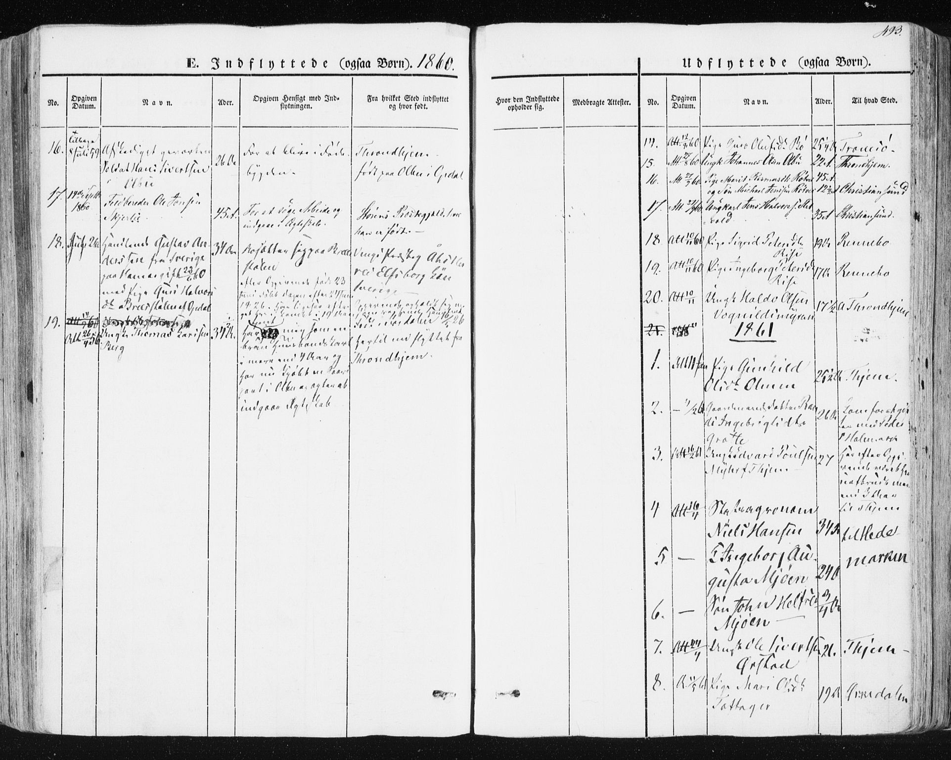 Ministerialprotokoller, klokkerbøker og fødselsregistre - Sør-Trøndelag, SAT/A-1456/678/L0899: Parish register (official) no. 678A08, 1848-1872, p. 493