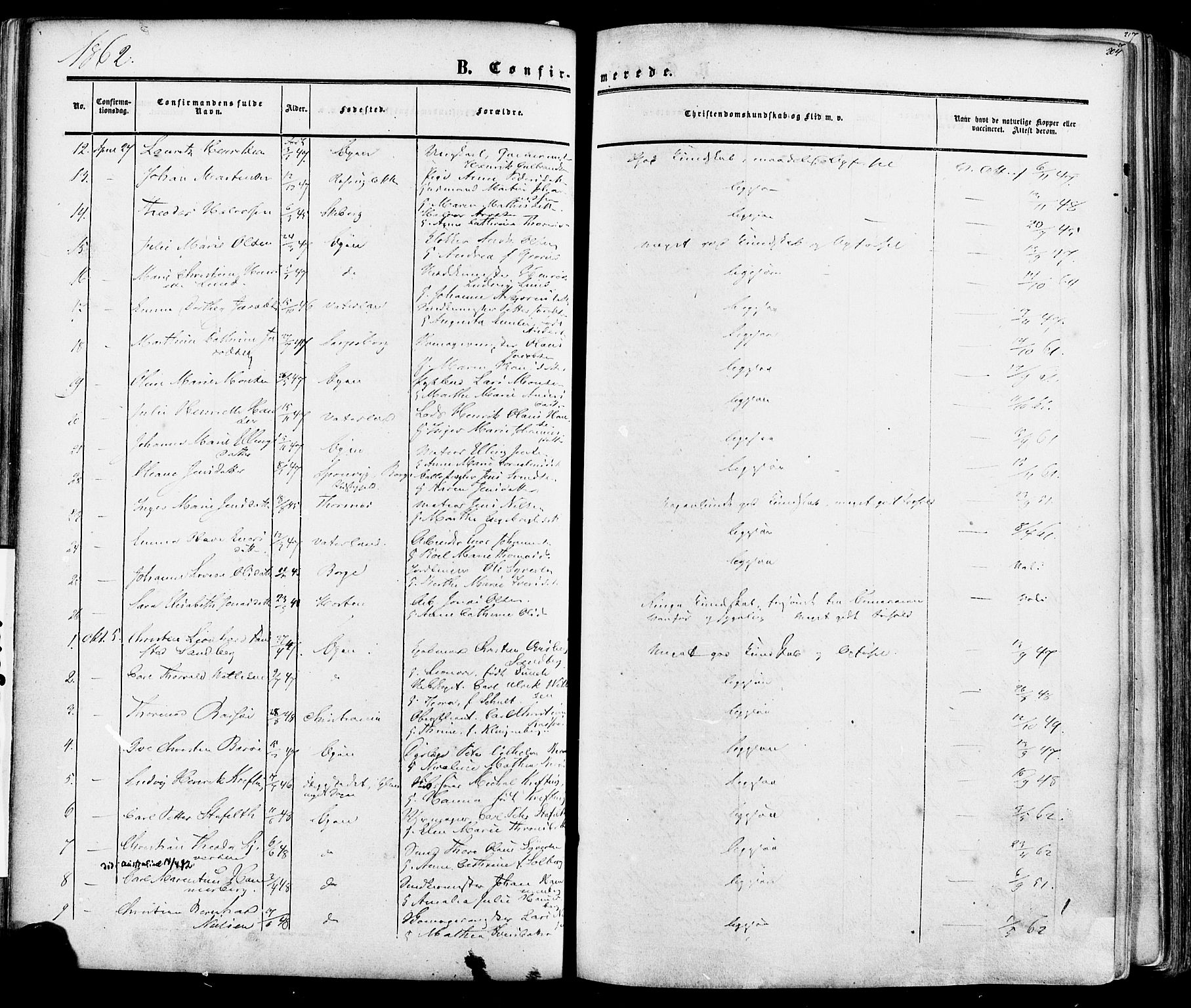 Fredrikstad prestekontor Kirkebøker, AV/SAO-A-11082/F/Fa/L0006: Parish register (official) no. 6, 1857-1878, p. 204