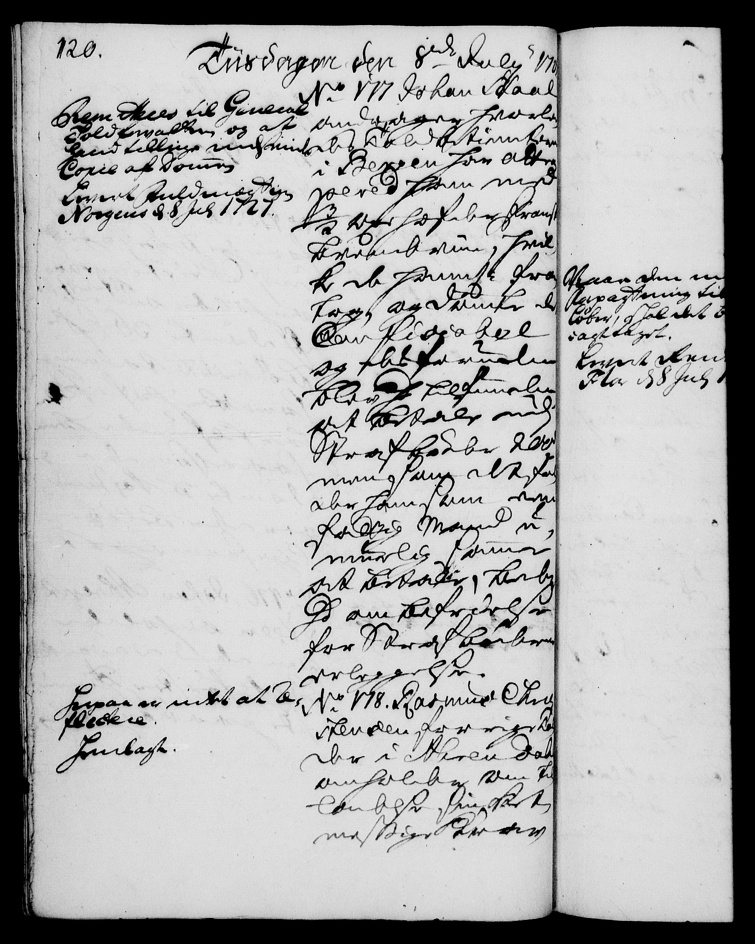 Rentekammeret, Kammerkanselliet, RA/EA-3111/G/Gh/Gha/L0009: Norsk ekstraktmemorialprotokoll (merket RK 53.54), 1726-1728, p. 120