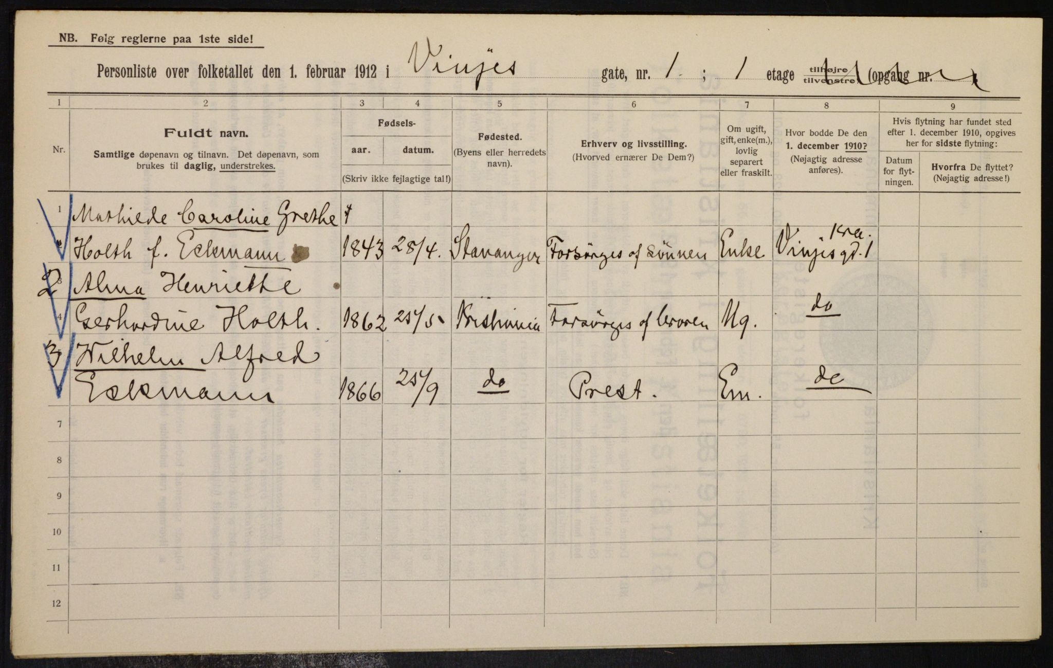 OBA, Municipal Census 1912 for Kristiania, 1912, p. 123672