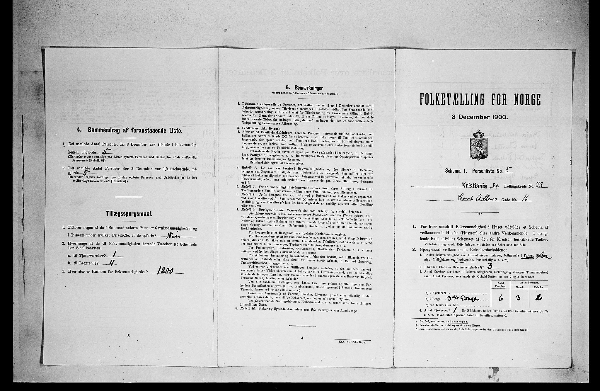 SAO, 1900 census for Kristiania, 1900, p. 13960