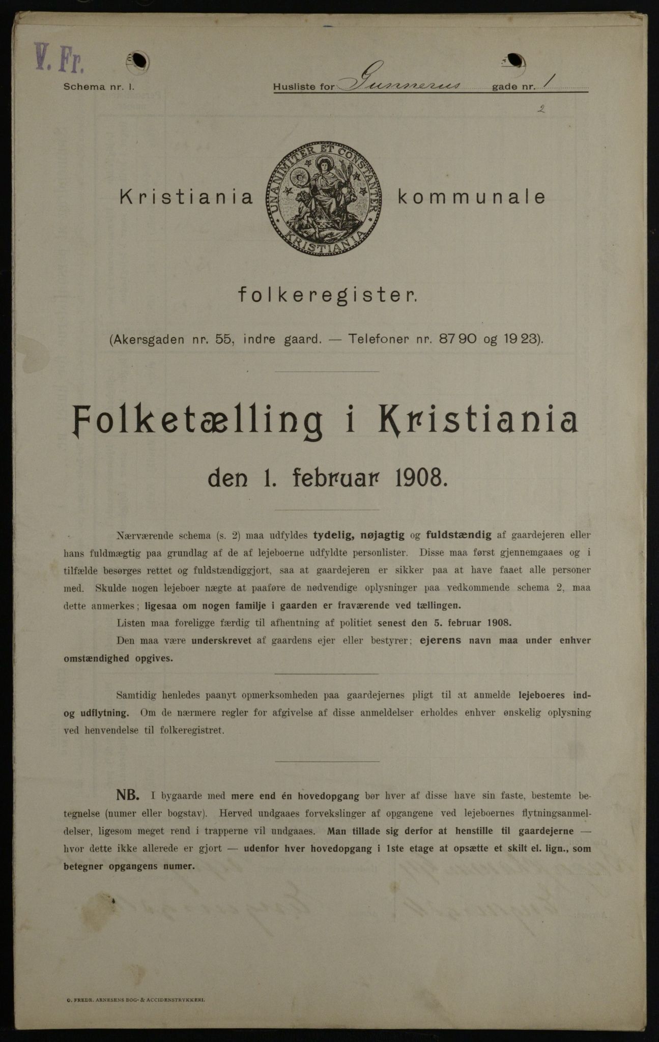 OBA, Municipal Census 1908 for Kristiania, 1908, p. 5097