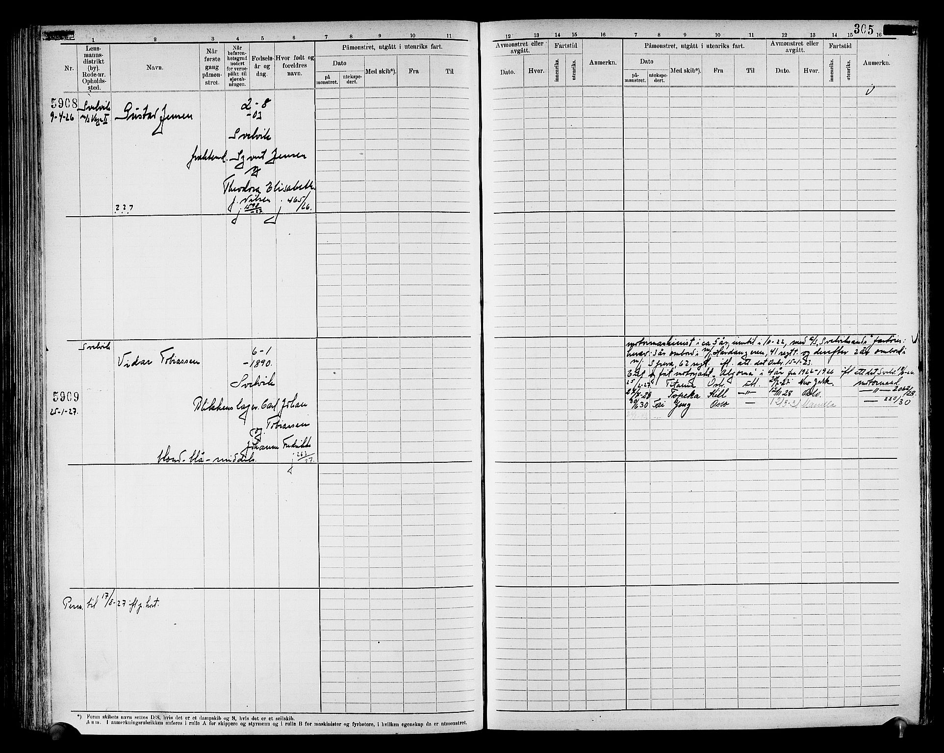 Drammen innrulleringsdistrikt, AV/SAKO-A-781/F/Fc/L0008: Hovedrulle, 1923, p. 311