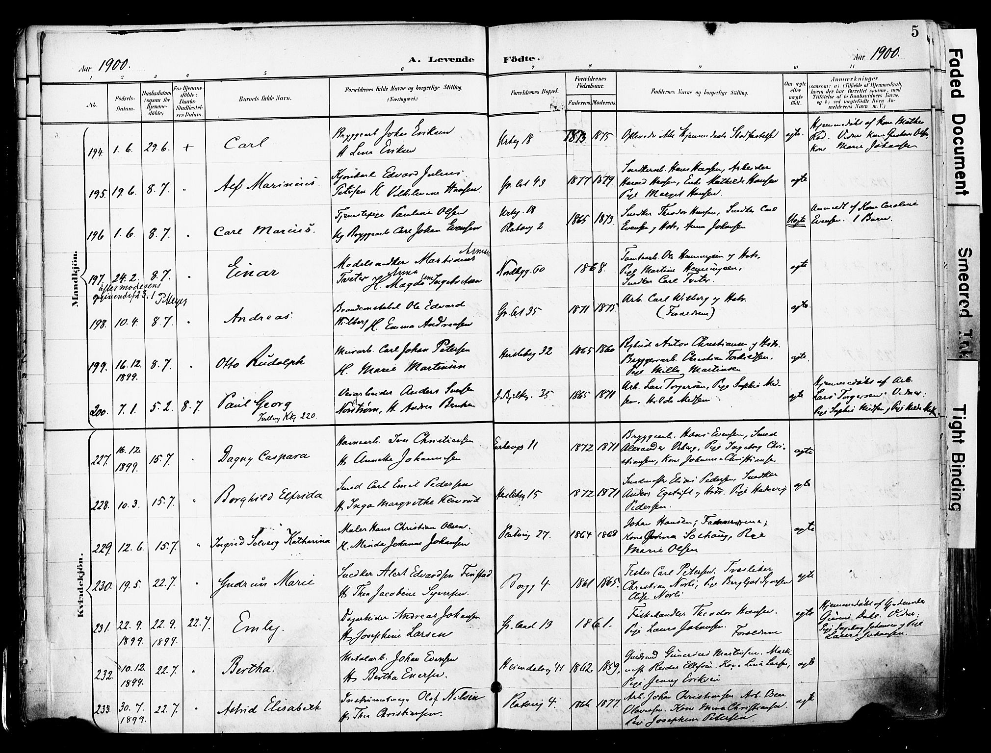 Grønland prestekontor Kirkebøker, AV/SAO-A-10848/F/Fa/L0014: Parish register (official) no. 14, 1900-1911, p. 5