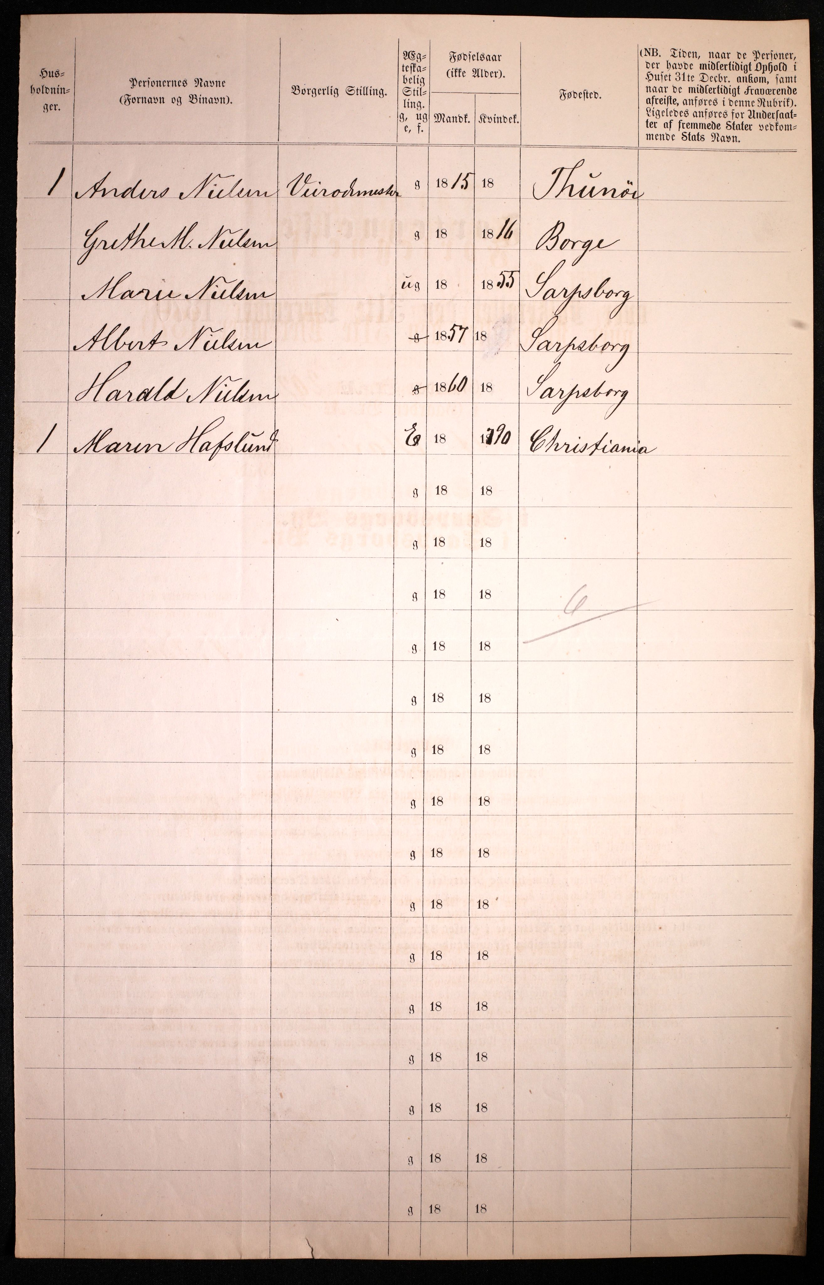 RA, 1870 census for 0102 Sarpsborg, 1870, p. 40