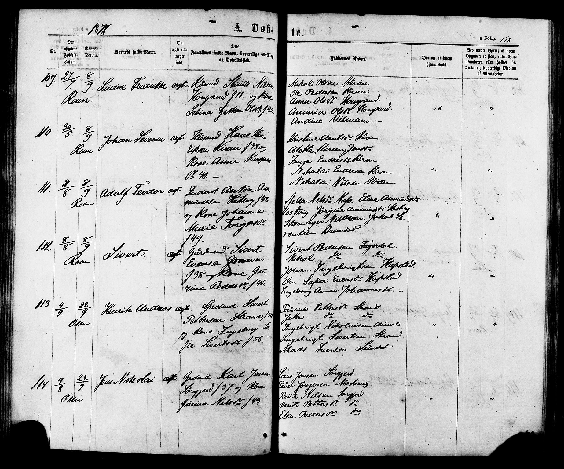 Ministerialprotokoller, klokkerbøker og fødselsregistre - Sør-Trøndelag, AV/SAT-A-1456/657/L0706: Parish register (official) no. 657A07, 1867-1878, p. 178