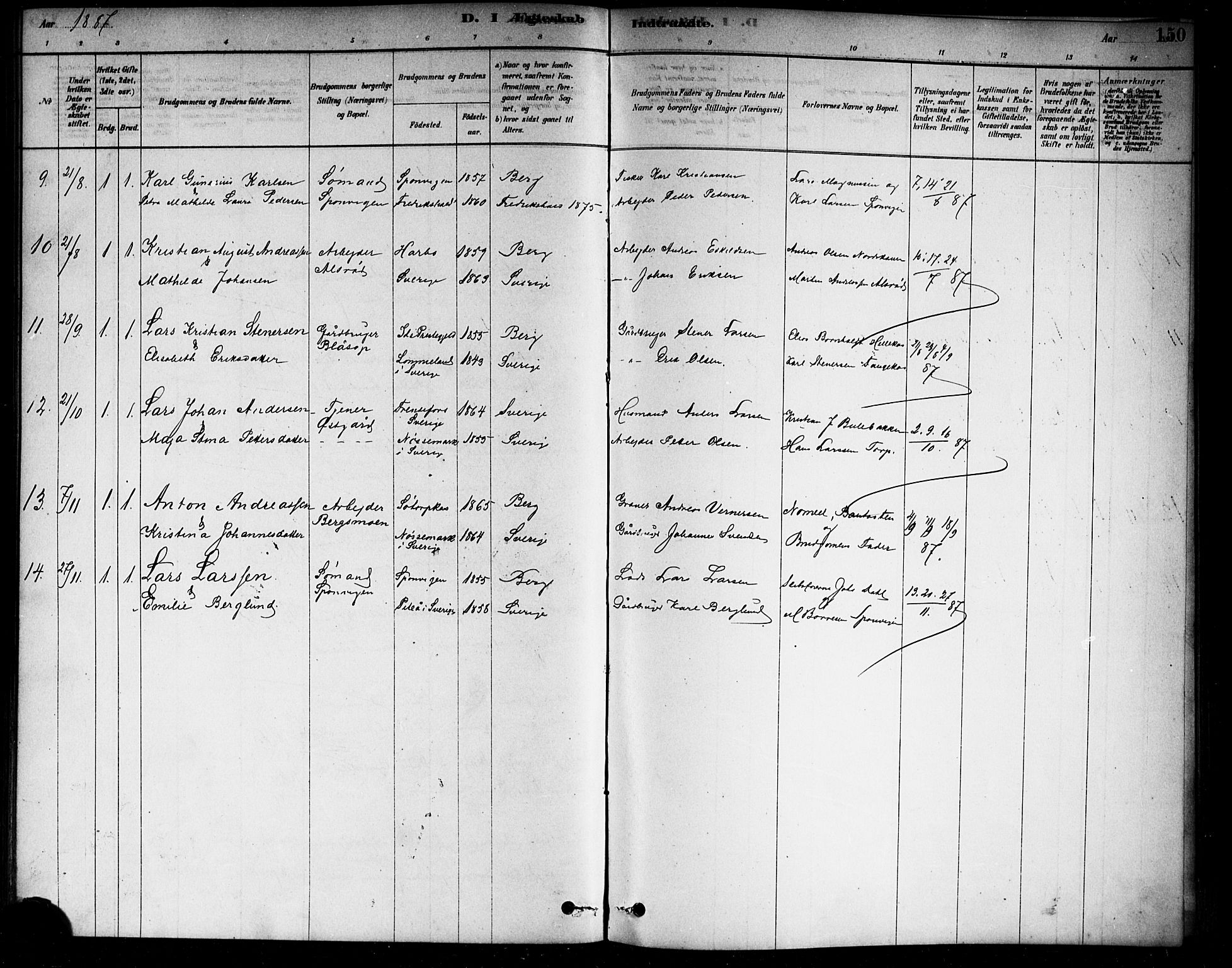 Berg prestekontor Kirkebøker, SAO/A-10902/F/Fa/L0006: Parish register (official) no. I 6, 1878-1887, p. 150