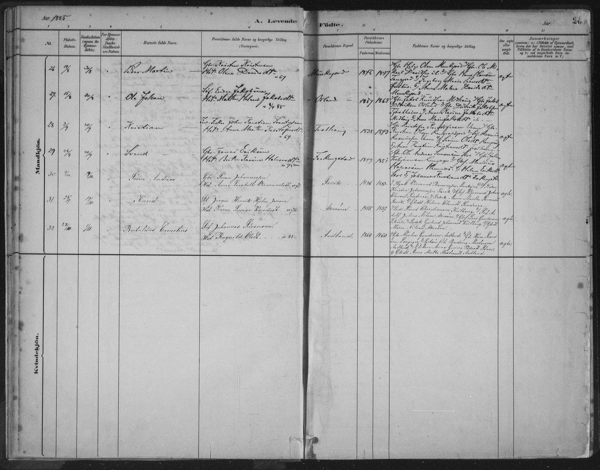 Kopervik sokneprestkontor, SAST/A-101850/H/Ha/Haa/L0004: Parish register (official) no. A 4, 1882-1905, p. 20