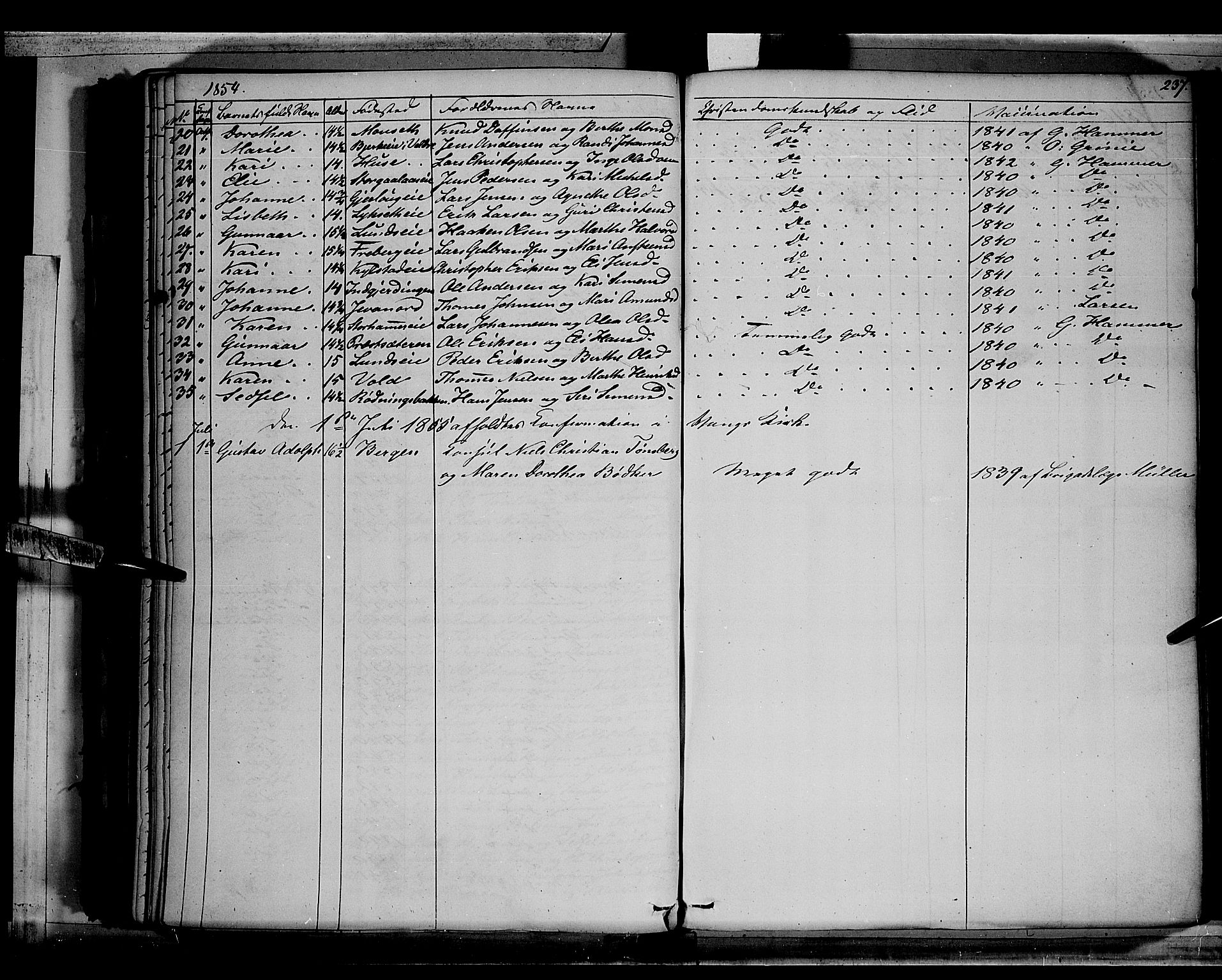 Vang prestekontor, Hedmark, SAH/PREST-008/H/Ha/Haa/L0010: Parish register (official) no. 10, 1841-1855, p. 237