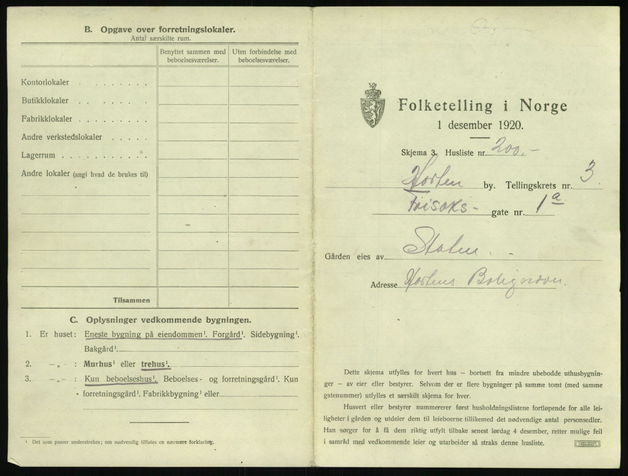 SAKO, 1920 census for Horten, 1920, p. 1187