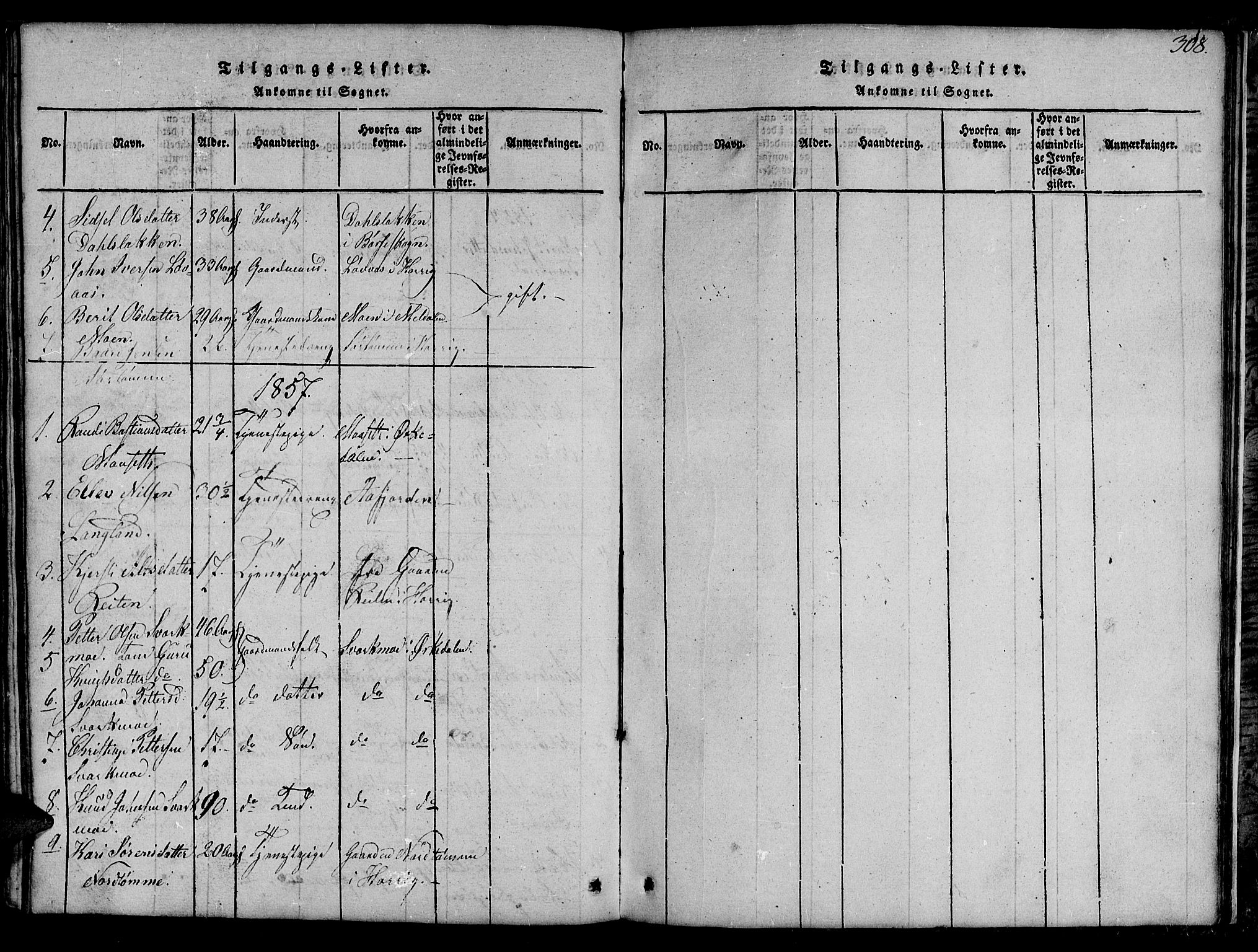 Ministerialprotokoller, klokkerbøker og fødselsregistre - Sør-Trøndelag, SAT/A-1456/694/L1130: Parish register (copy) no. 694C02, 1816-1857, p. 308