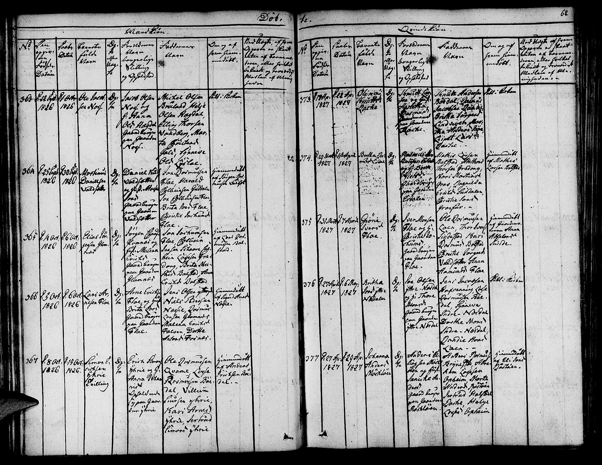 Innvik sokneprestembete, SAB/A-80501: Parish register (official) no. A 3, 1820-1832, p. 62
