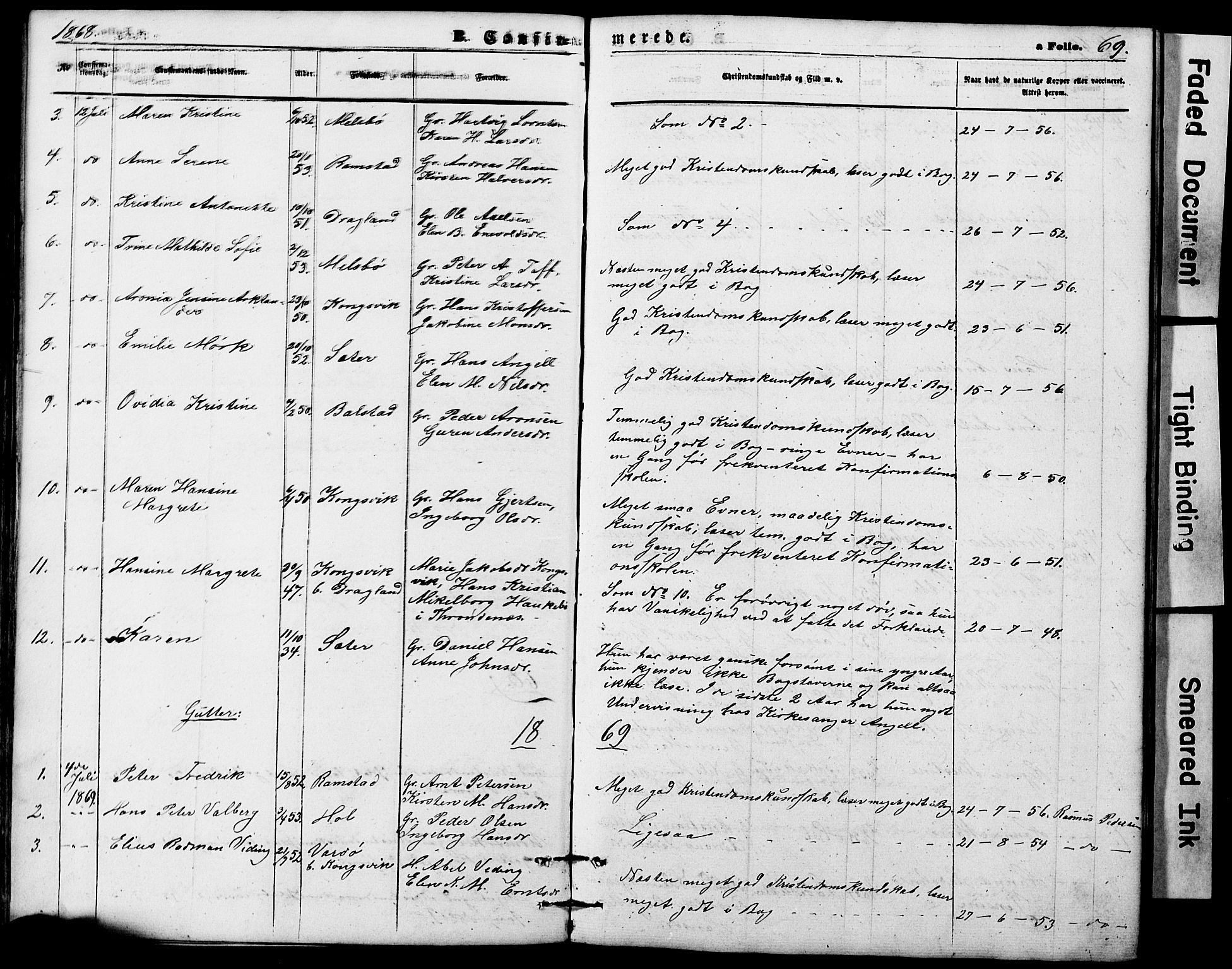 Ministerialprotokoller, klokkerbøker og fødselsregistre - Nordland, AV/SAT-A-1459/865/L0930: Parish register (copy) no. 865C02, 1866-1884, p. 69