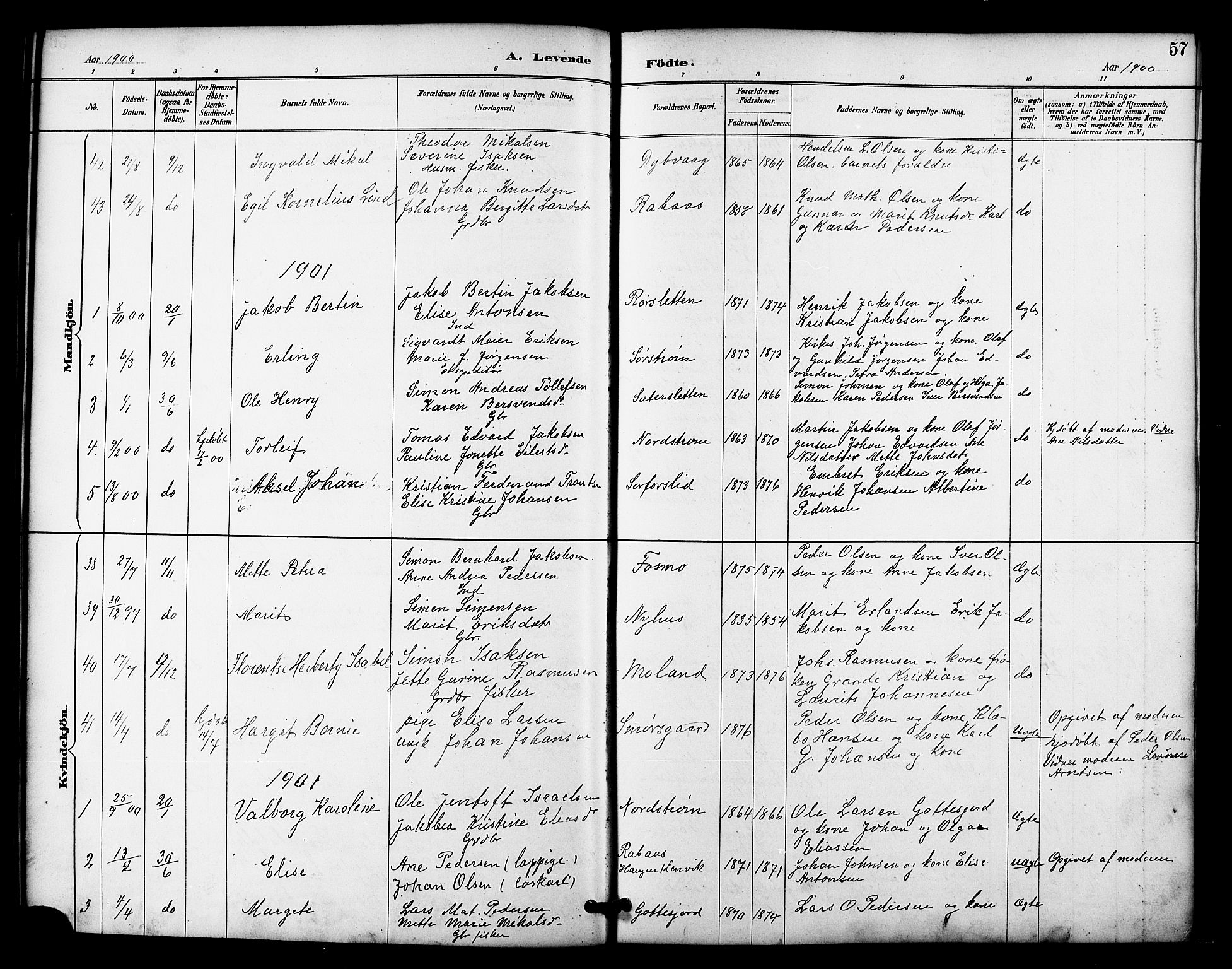 Tranøy sokneprestkontor, SATØ/S-1313/I/Ia/Iab/L0022klokker: Parish register (copy) no. 22, 1887-1912, p. 57