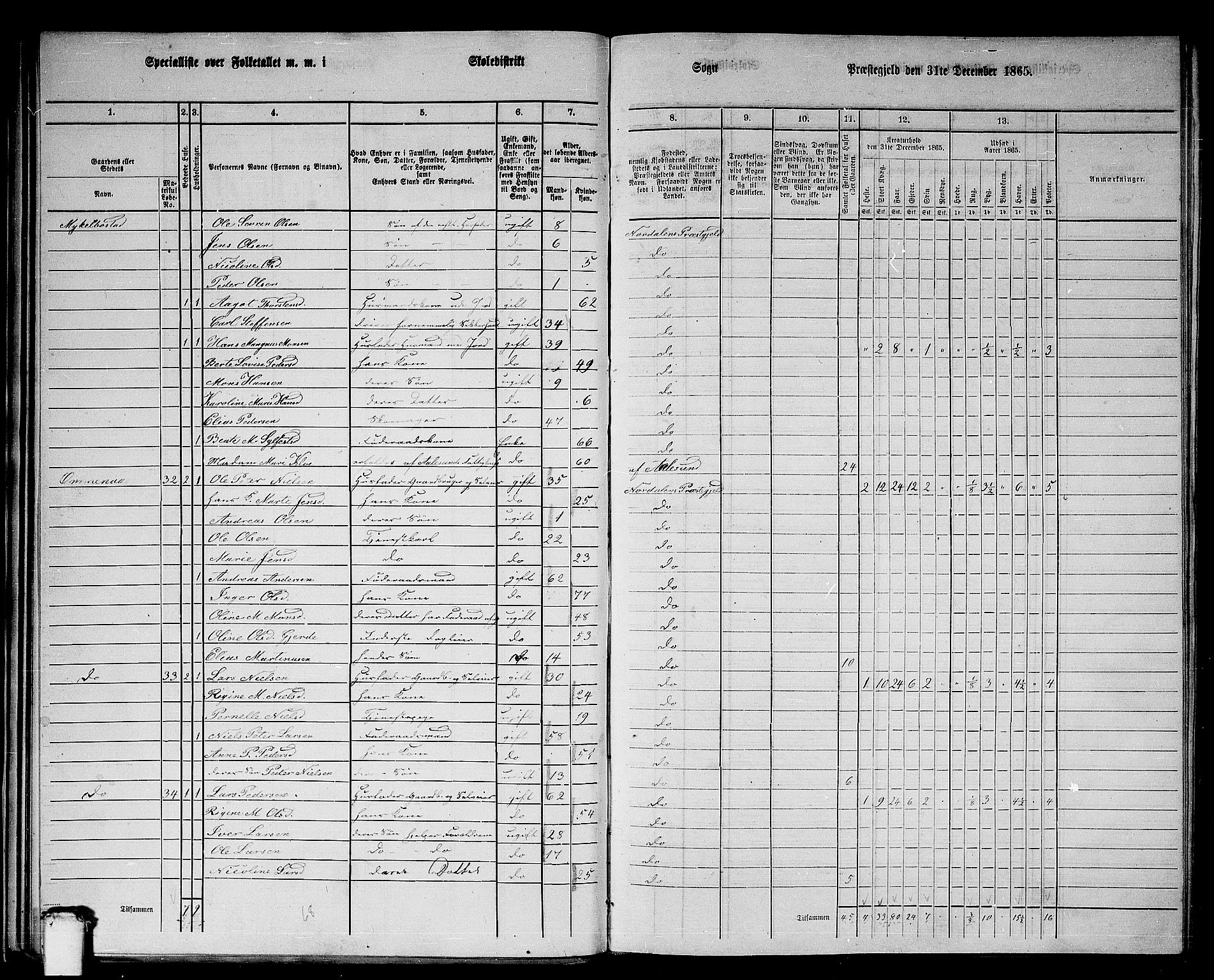 RA, 1865 census for Norddal, 1865, p. 31