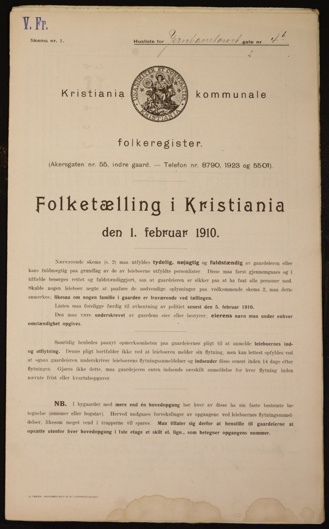 OBA, Municipal Census 1910 for Kristiania, 1910, p. 45613