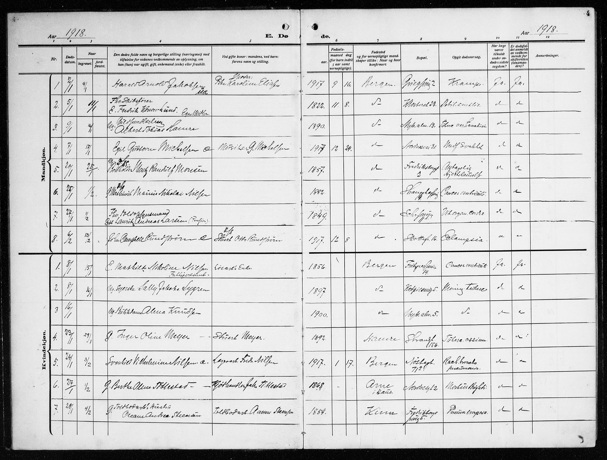 Nykirken Sokneprestembete, SAB/A-77101/H/Haa/L0046: Parish register (official) no. E 6, 1918-1944, p. 4