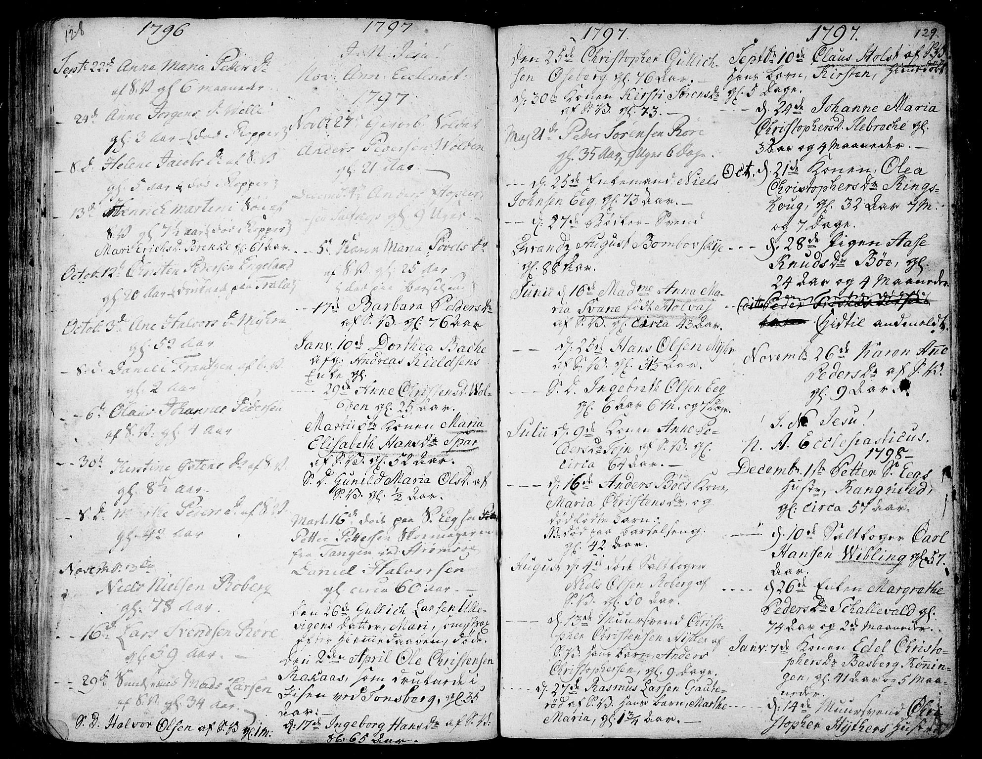 Sem kirkebøker, AV/SAKO-A-5/F/Fb/L0003: Parish register (official) no. II 3, 1792-1814, p. 128-129