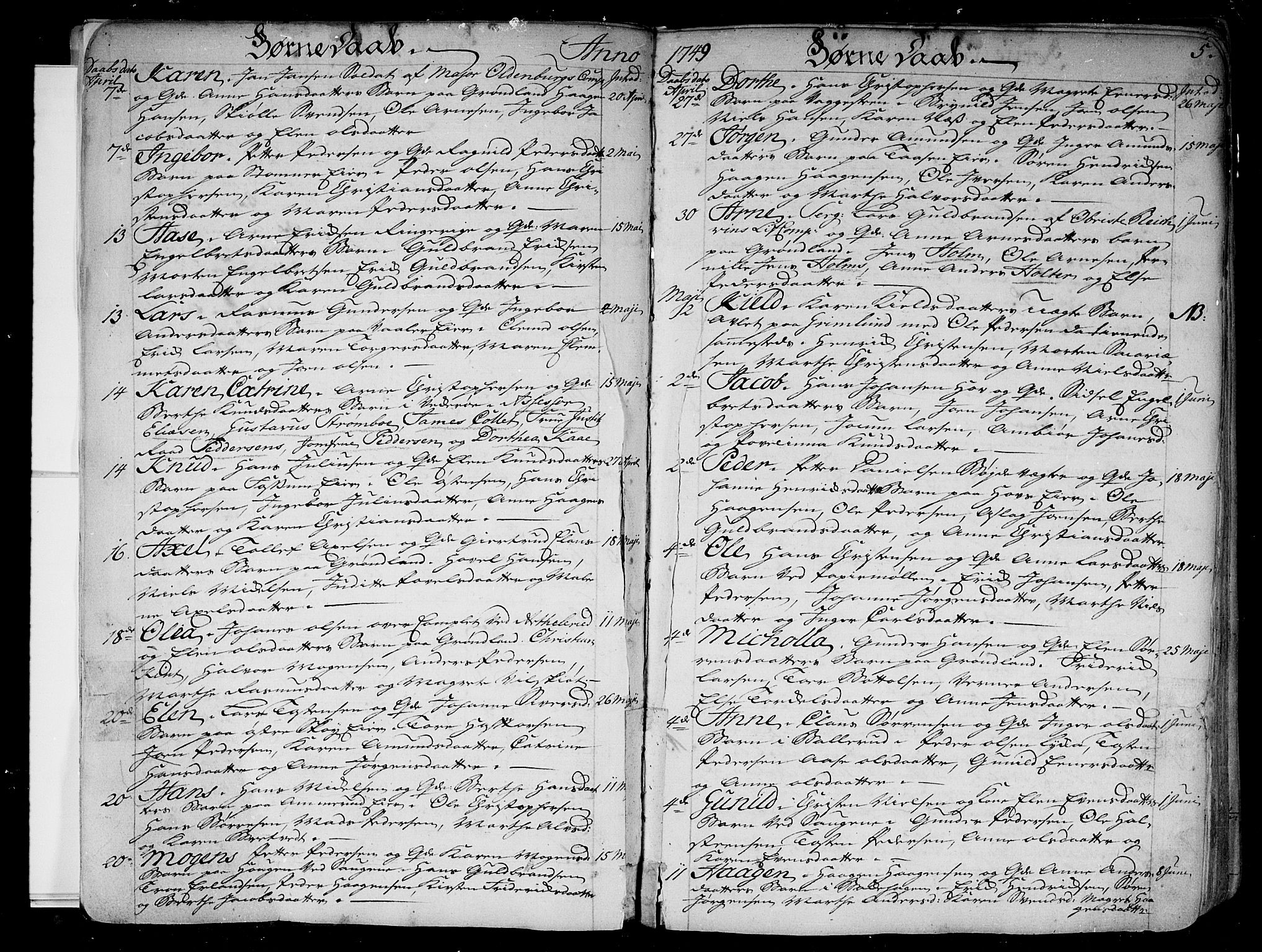 Aker prestekontor kirkebøker, SAO/A-10861/F/L0008: Parish register (official) no. 8, 1749-1765, p. 5