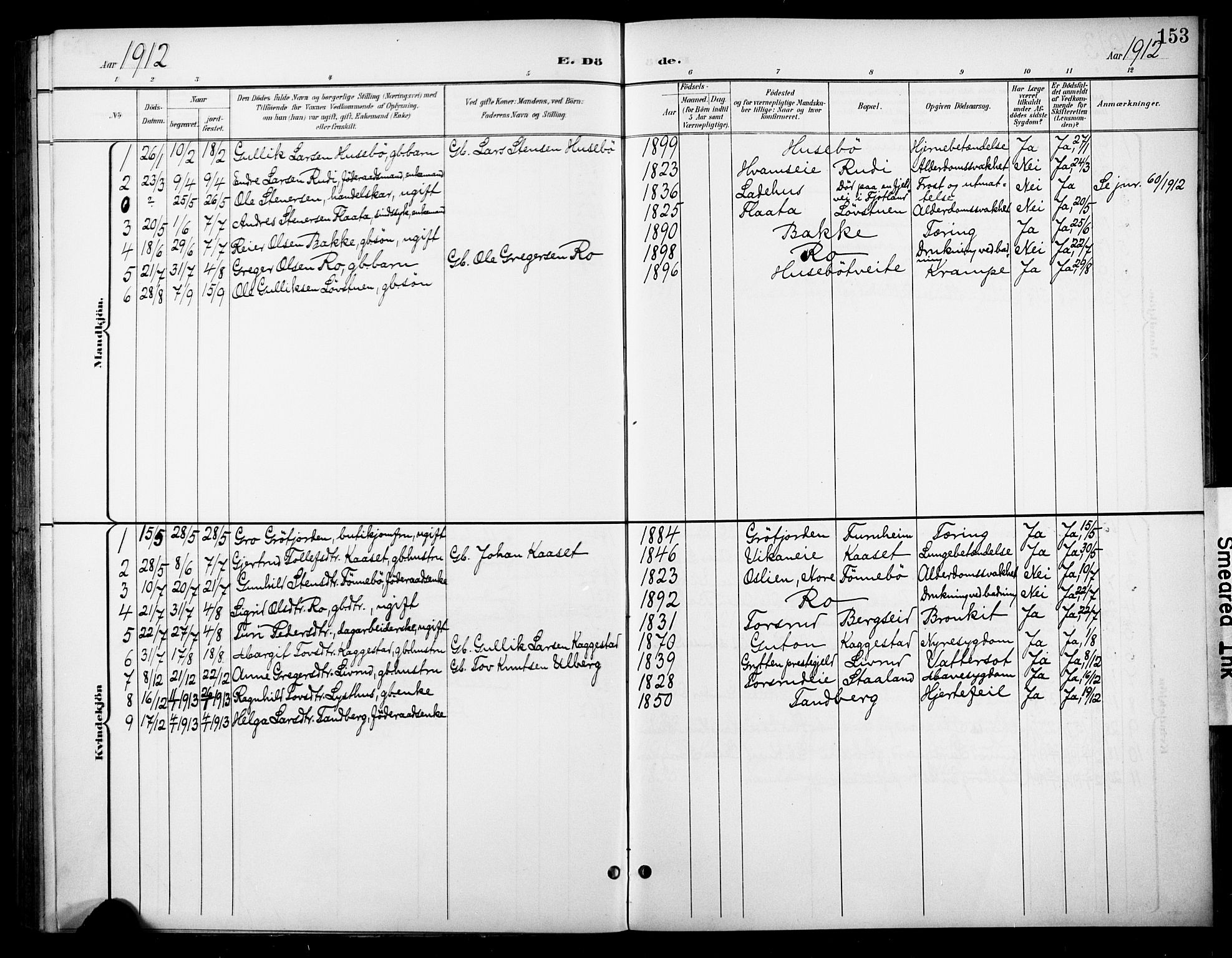 Nore kirkebøker, SAKO/A-238/F/Fc/L0005: Parish register (official) no. III 5, 1898-1922, p. 153