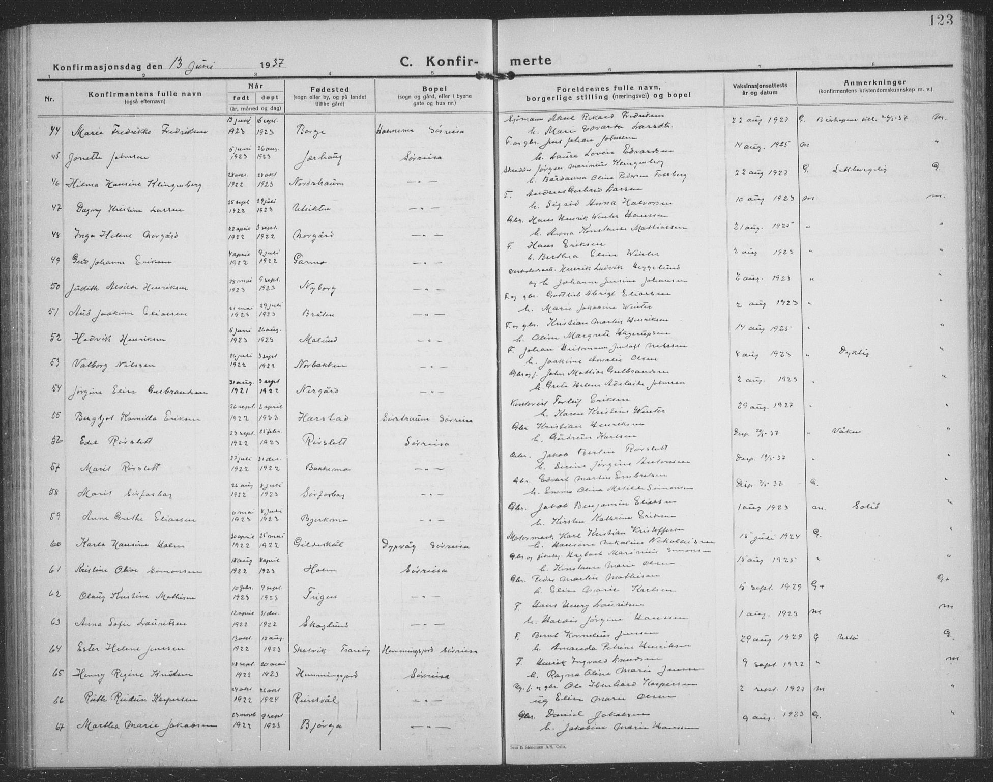 Tranøy sokneprestkontor, AV/SATØ-S-1313/I/Ia/Iab/L0024klokker: Parish register (copy) no. 24, 1929-1943, p. 123