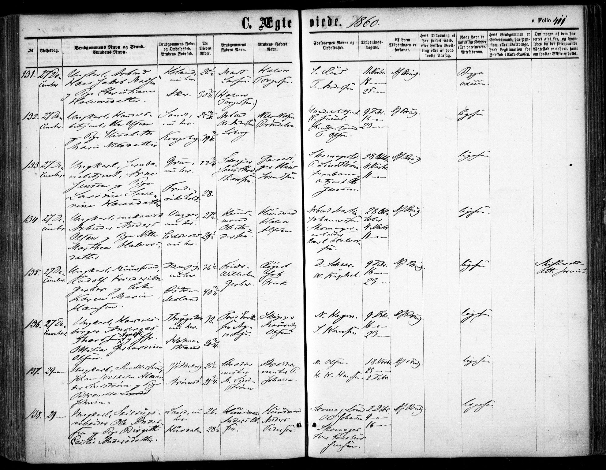 Oslo domkirke Kirkebøker, AV/SAO-A-10752/F/Fa/L0020: Parish register (official) no. 20, 1848-1865, p. 411