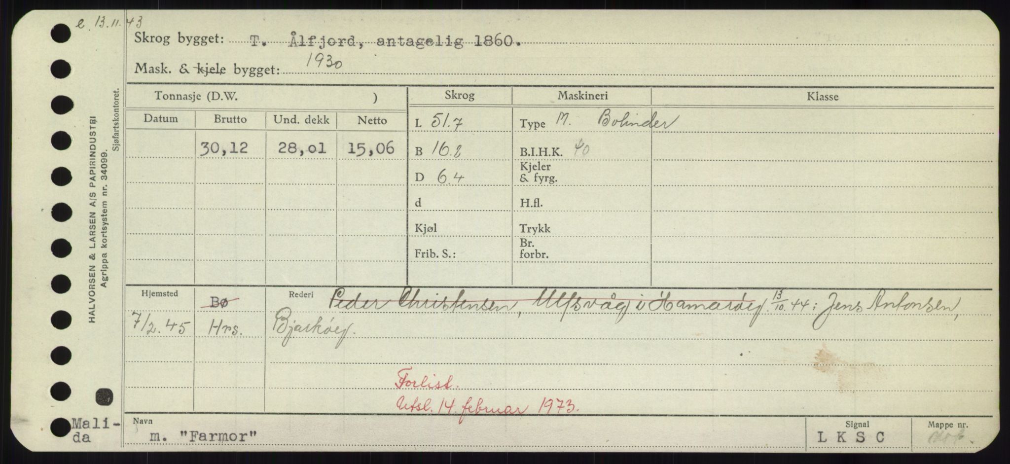 Sjøfartsdirektoratet med forløpere, Skipsmålingen, AV/RA-S-1627/H/Hd/L0010: Fartøy, F-Fjø, p. 193