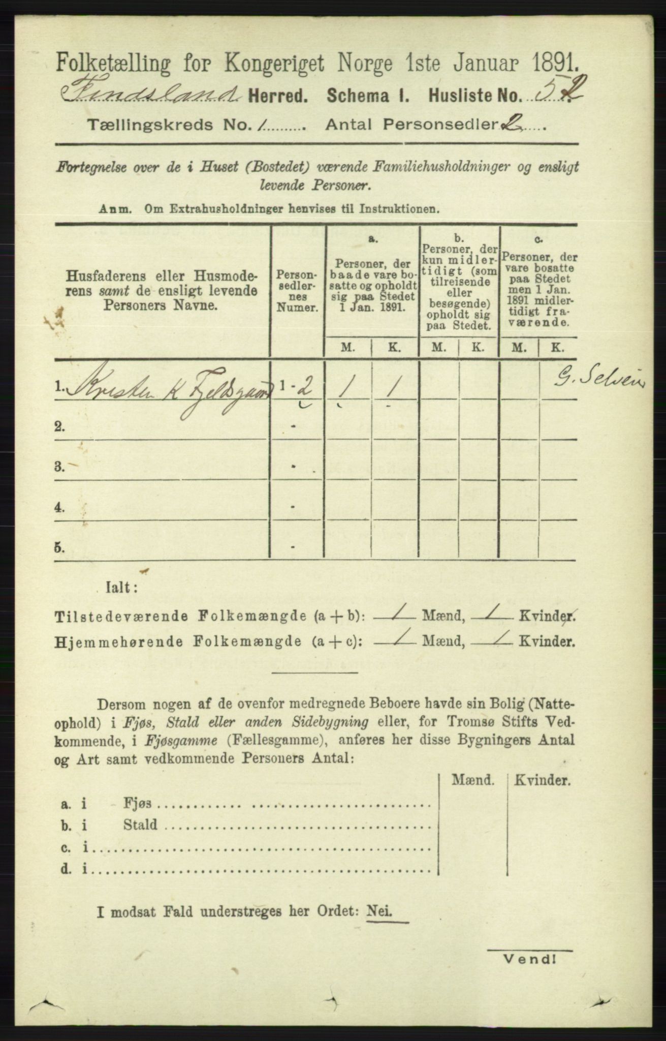 RA, 1891 census for 1023 Finsland, 1891, p. 66