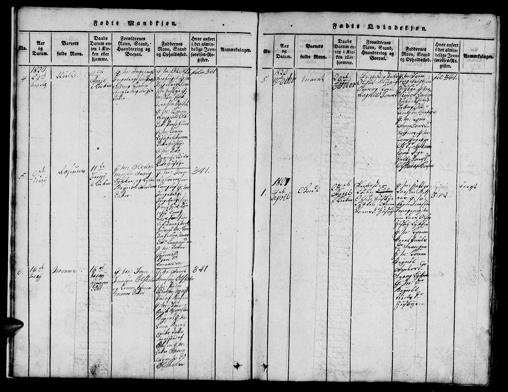 Ministerialprotokoller, klokkerbøker og fødselsregistre - Sør-Trøndelag, SAT/A-1456/666/L0788: Parish register (copy) no. 666C01, 1816-1847, p. 9