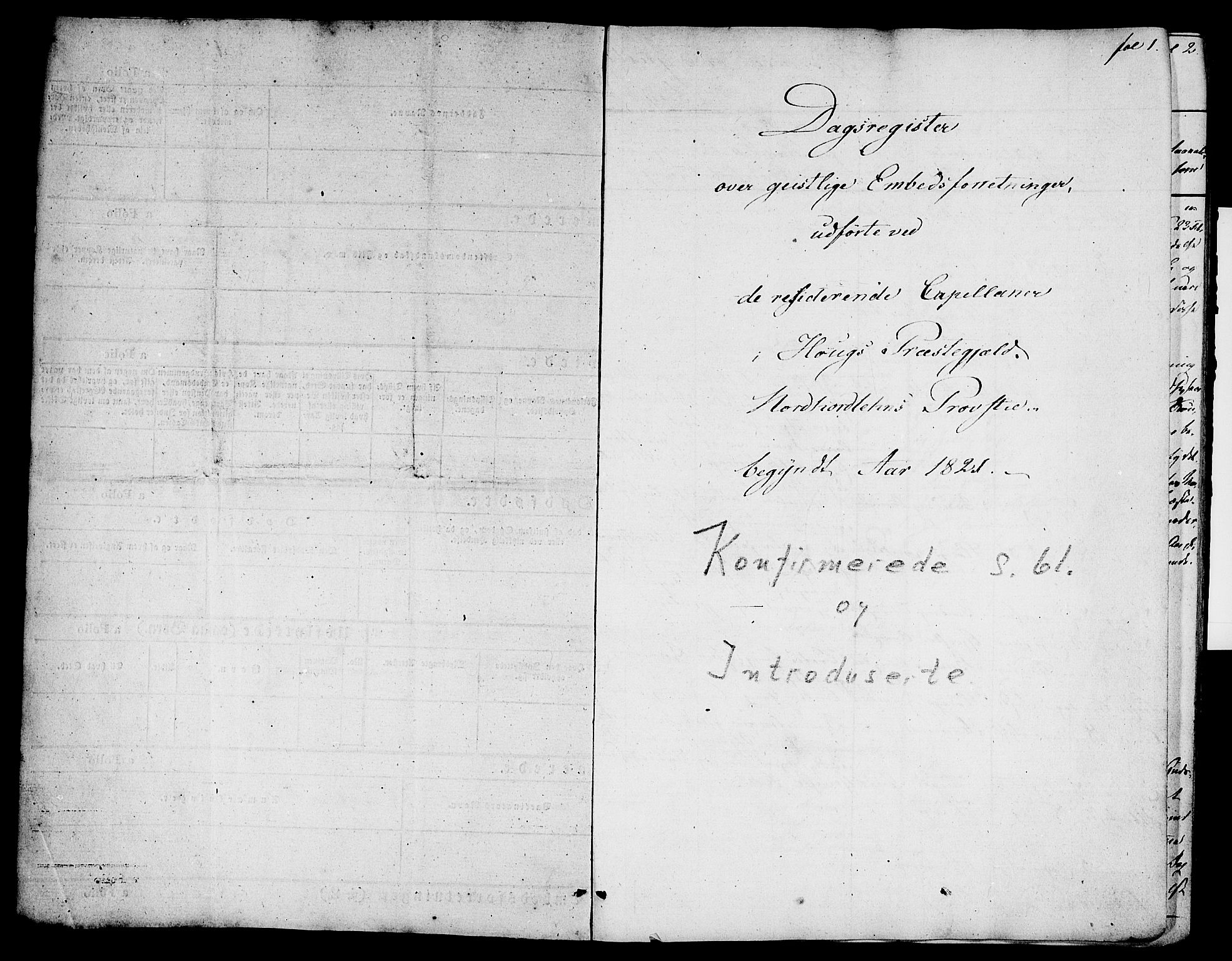 Haus sokneprestembete, SAB/A-75601: Curate's parish register no. A 1, 1821-1841, p. 1