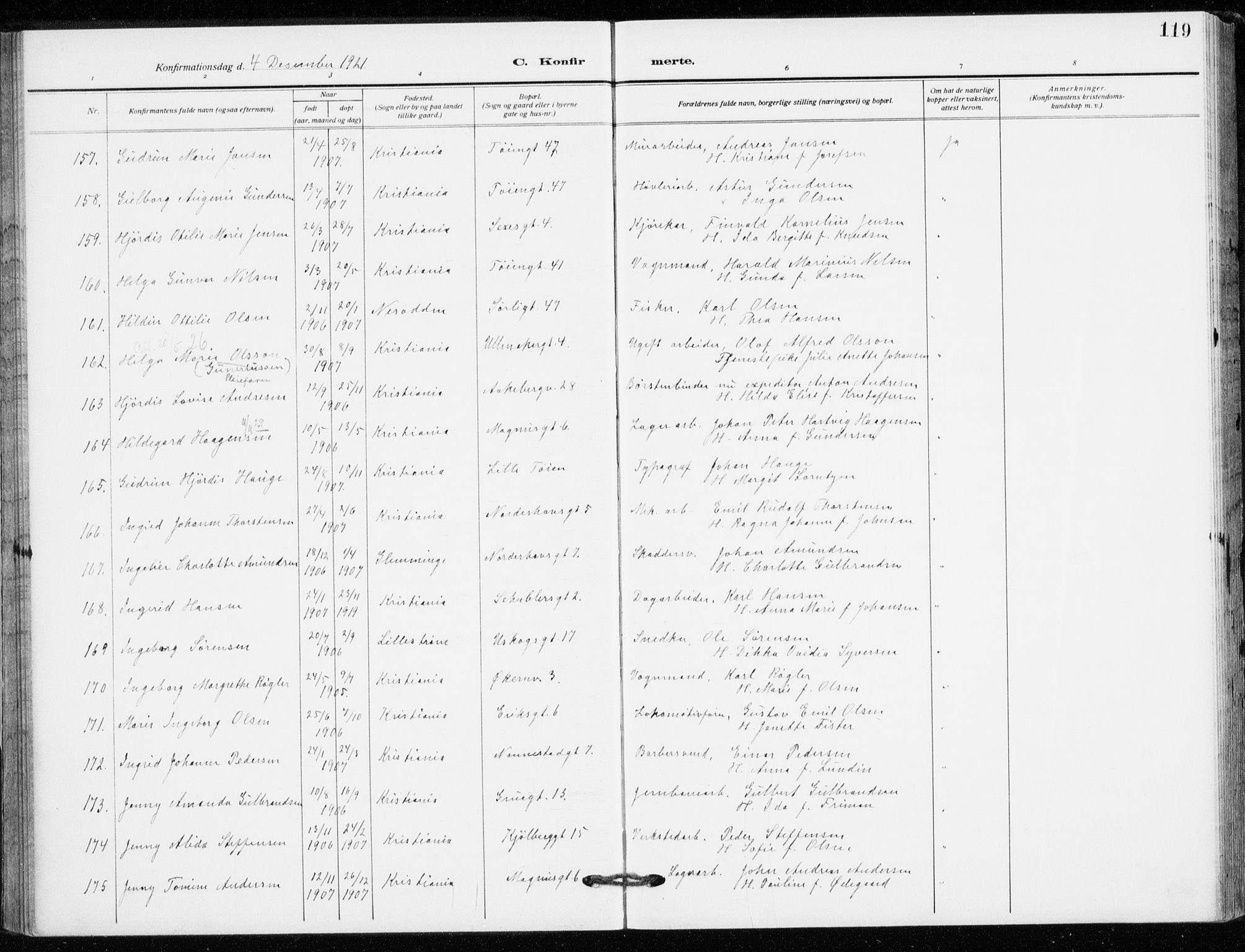 Kampen prestekontor Kirkebøker, SAO/A-10853/F/Fa/L0013: Parish register (official) no. I 13, 1917-1922, p. 119