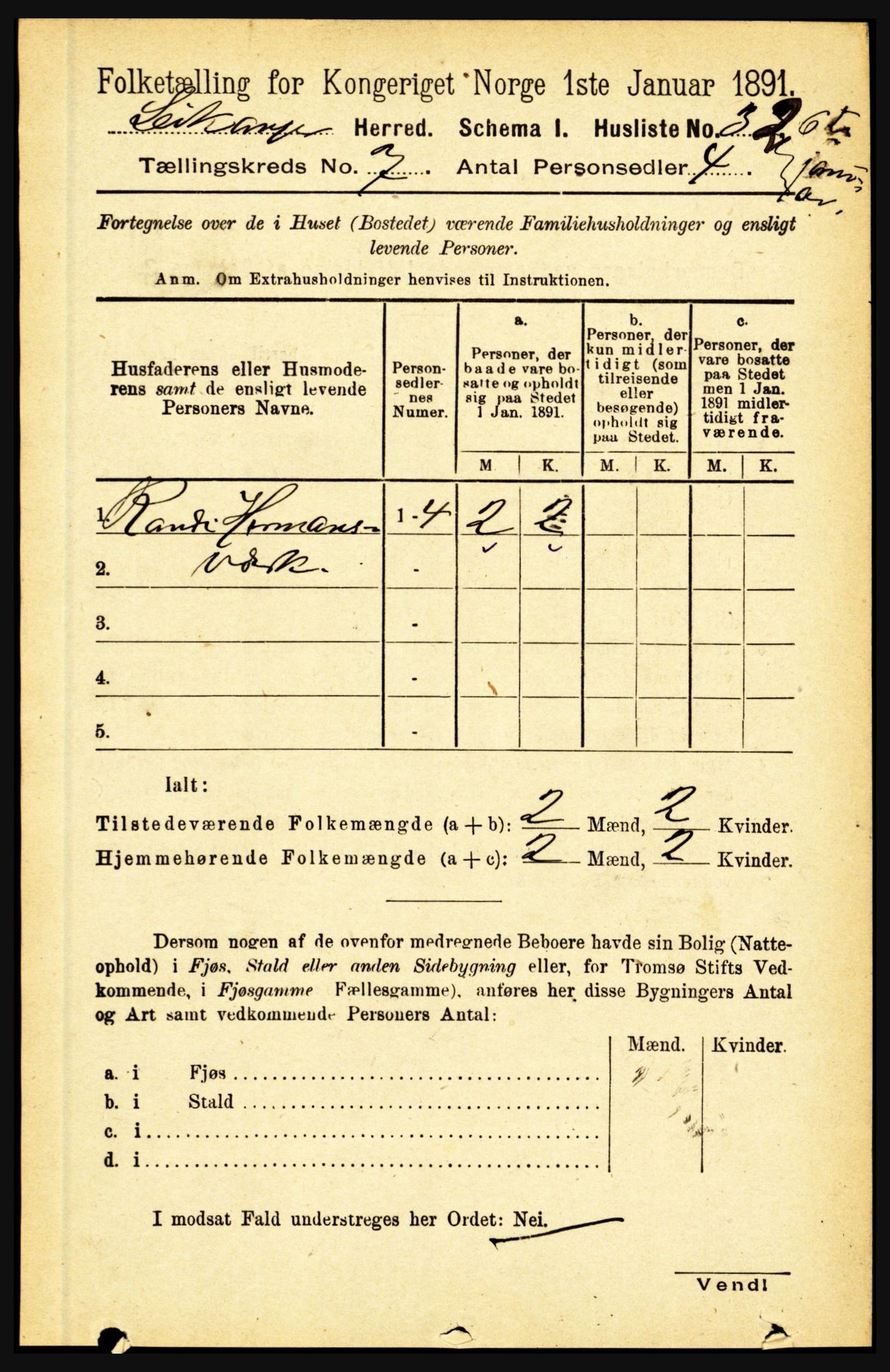 RA, 1891 census for 1419 Leikanger, 1891, p. 1335