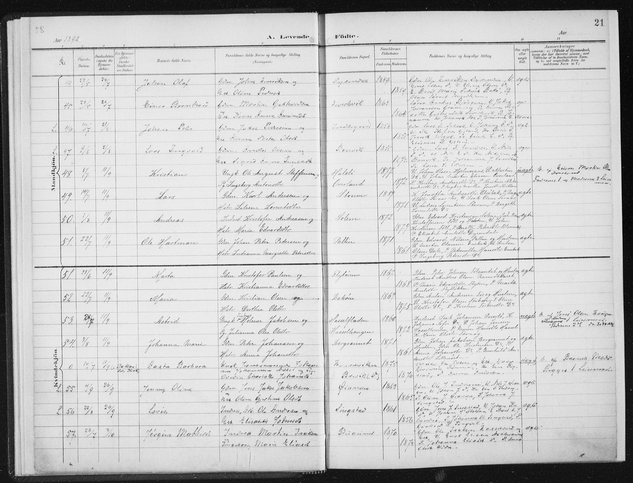 Ministerialprotokoller, klokkerbøker og fødselsregistre - Sør-Trøndelag, AV/SAT-A-1456/647/L0635: Parish register (official) no. 647A02, 1896-1911, p. 21