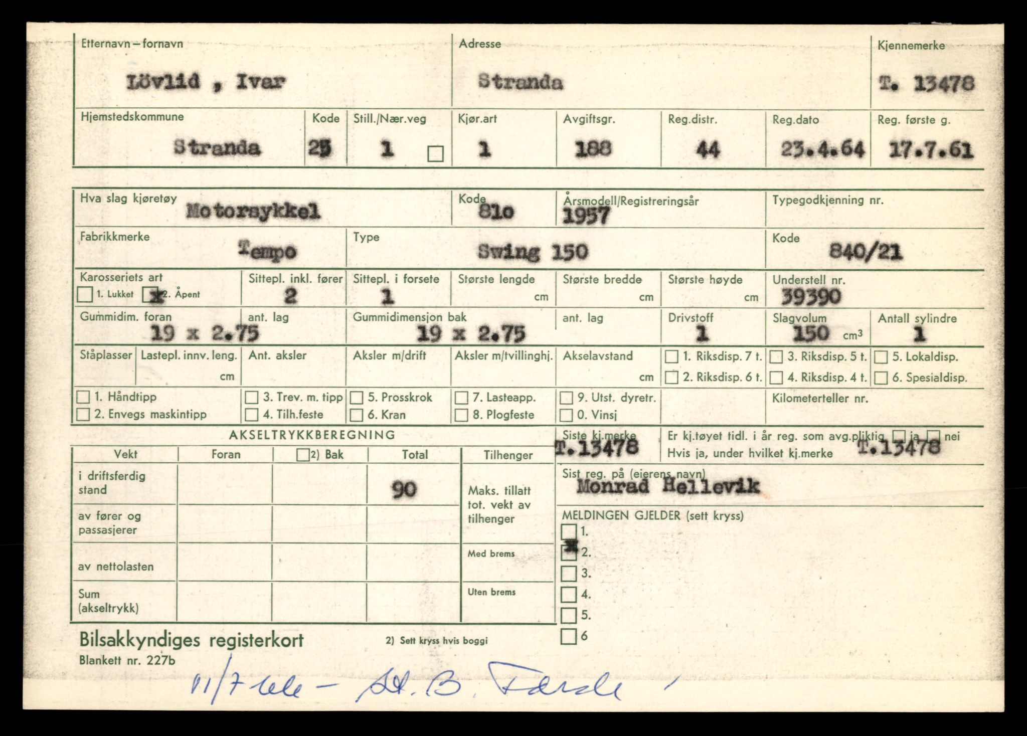 Møre og Romsdal vegkontor - Ålesund trafikkstasjon, AV/SAT-A-4099/F/Fe/L0039: Registreringskort for kjøretøy T 13361 - T 13530, 1927-1998, p. 2028