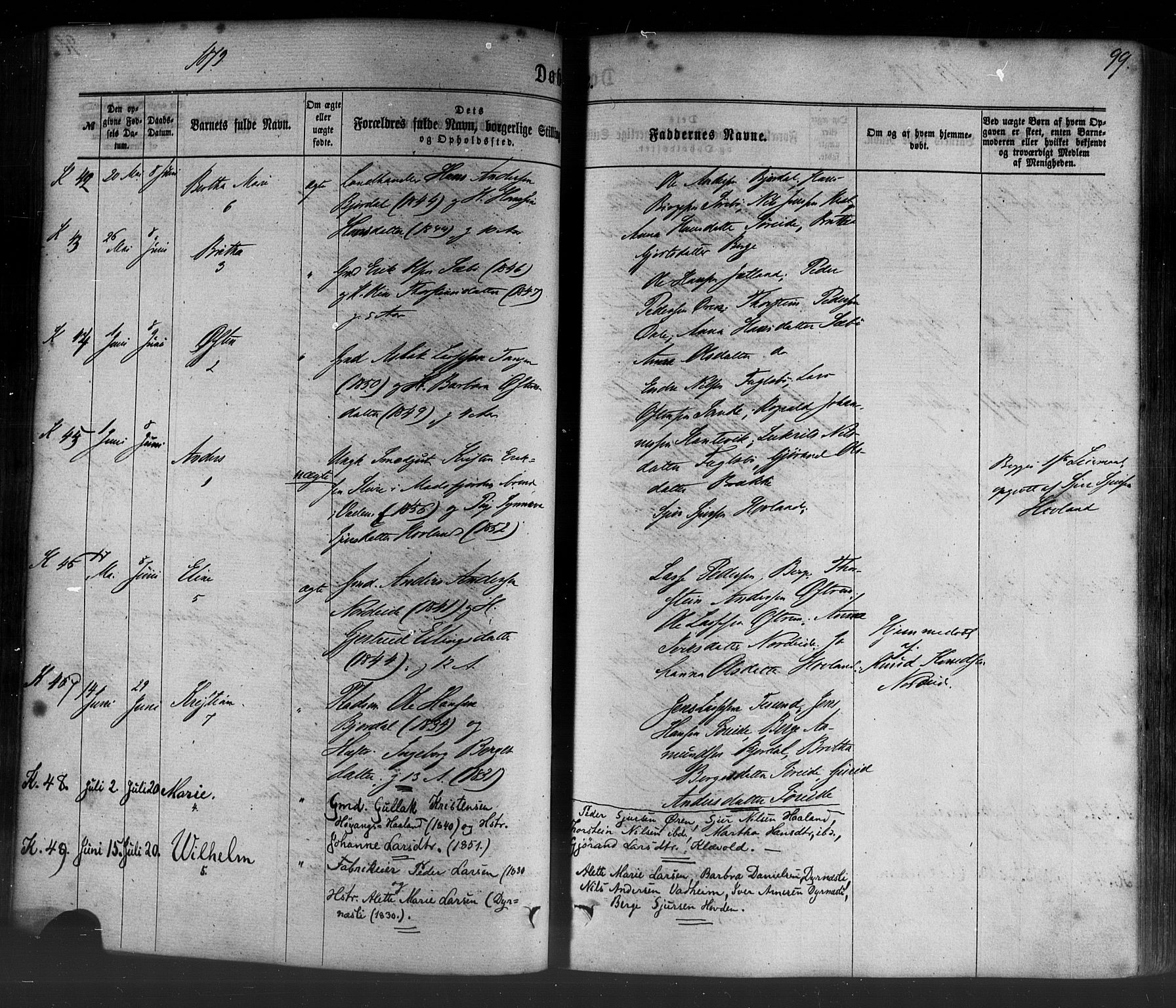 Lavik sokneprestembete, AV/SAB-A-80901: Parish register (official) no. A 4, 1864-1881, p. 99