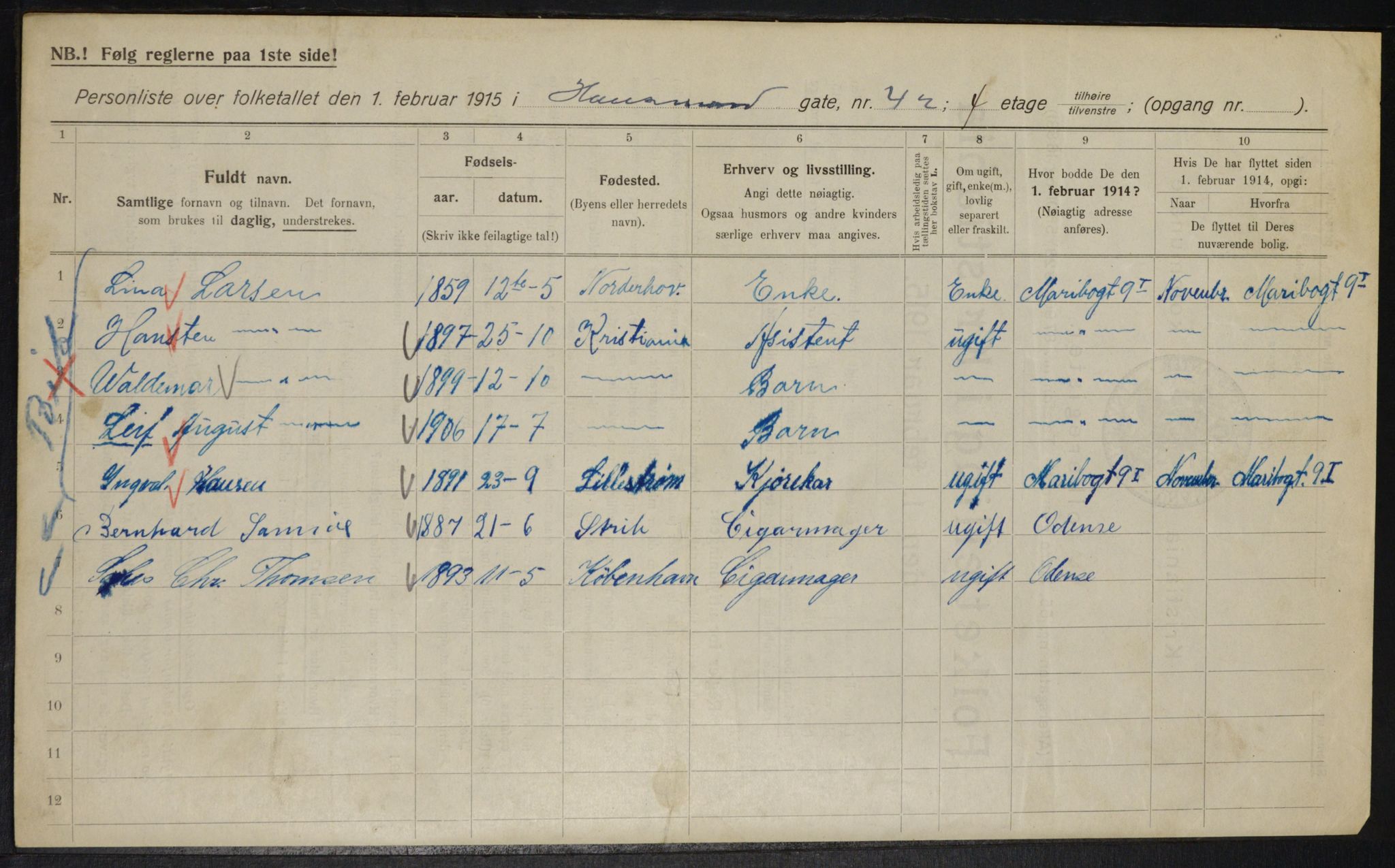 OBA, Municipal Census 1915 for Kristiania, 1915, p. 35098