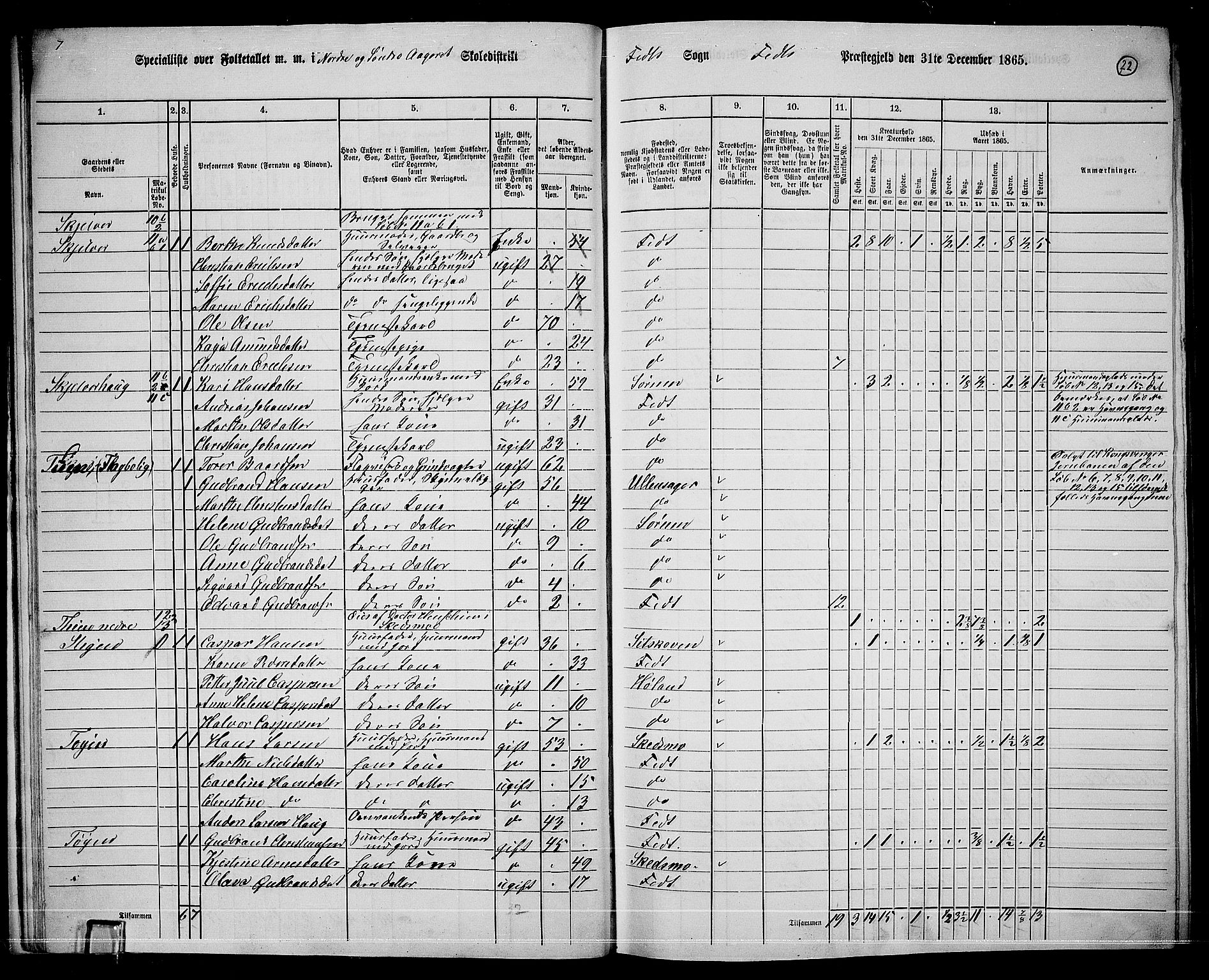 RA, 1865 census for Fet, 1865, p. 19