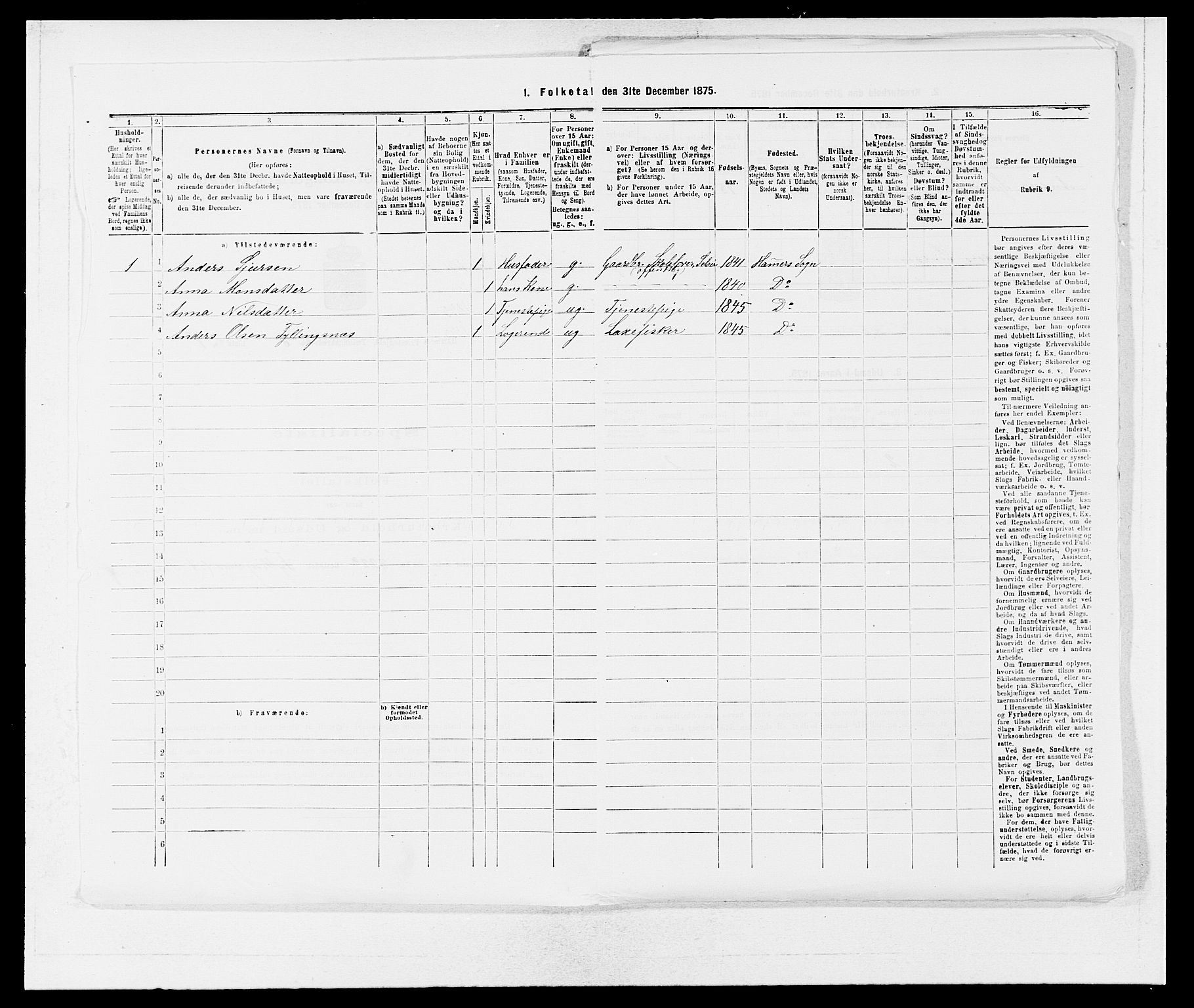 SAB, 1875 census for 1254P Hamre, 1875, p. 1014