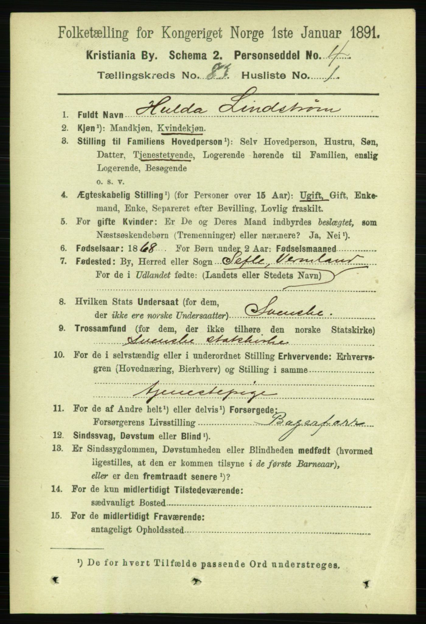 RA, 1891 census for 0301 Kristiania, 1891, p. 42125