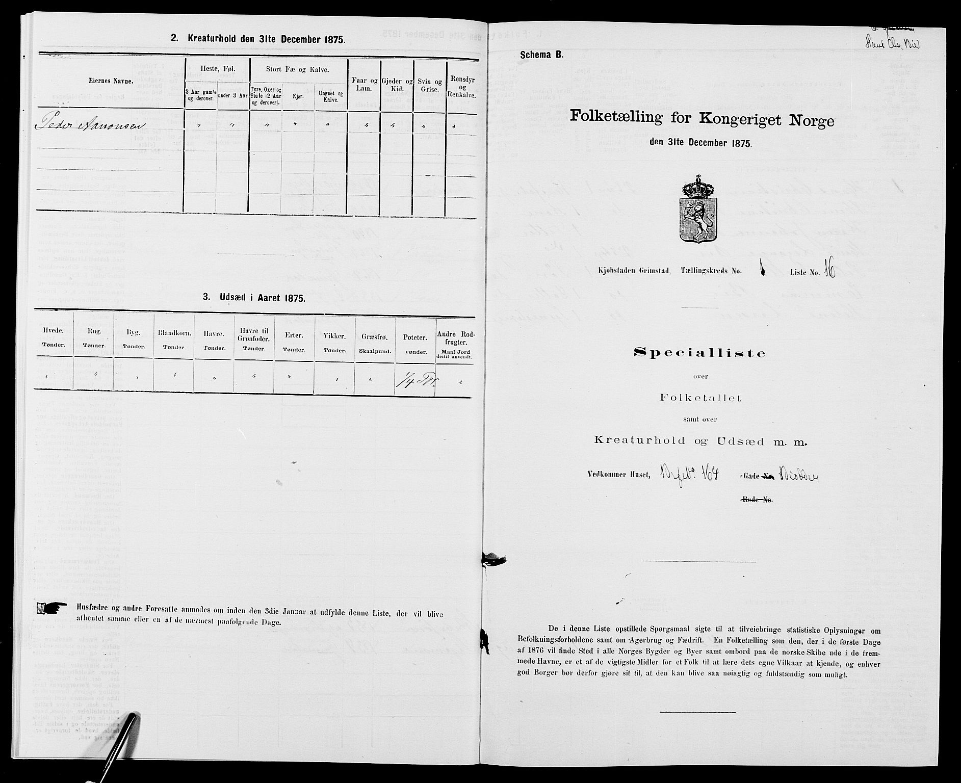 SAK, 1875 census for 0904B Fjære/Grimstad, 1875, p. 40