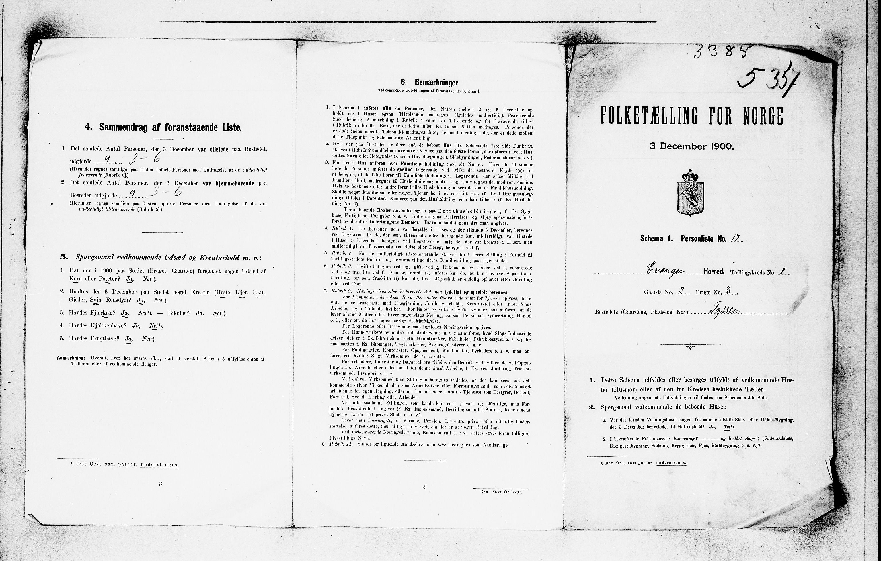 SAB, 1900 census for Evanger, 1900, p. 24