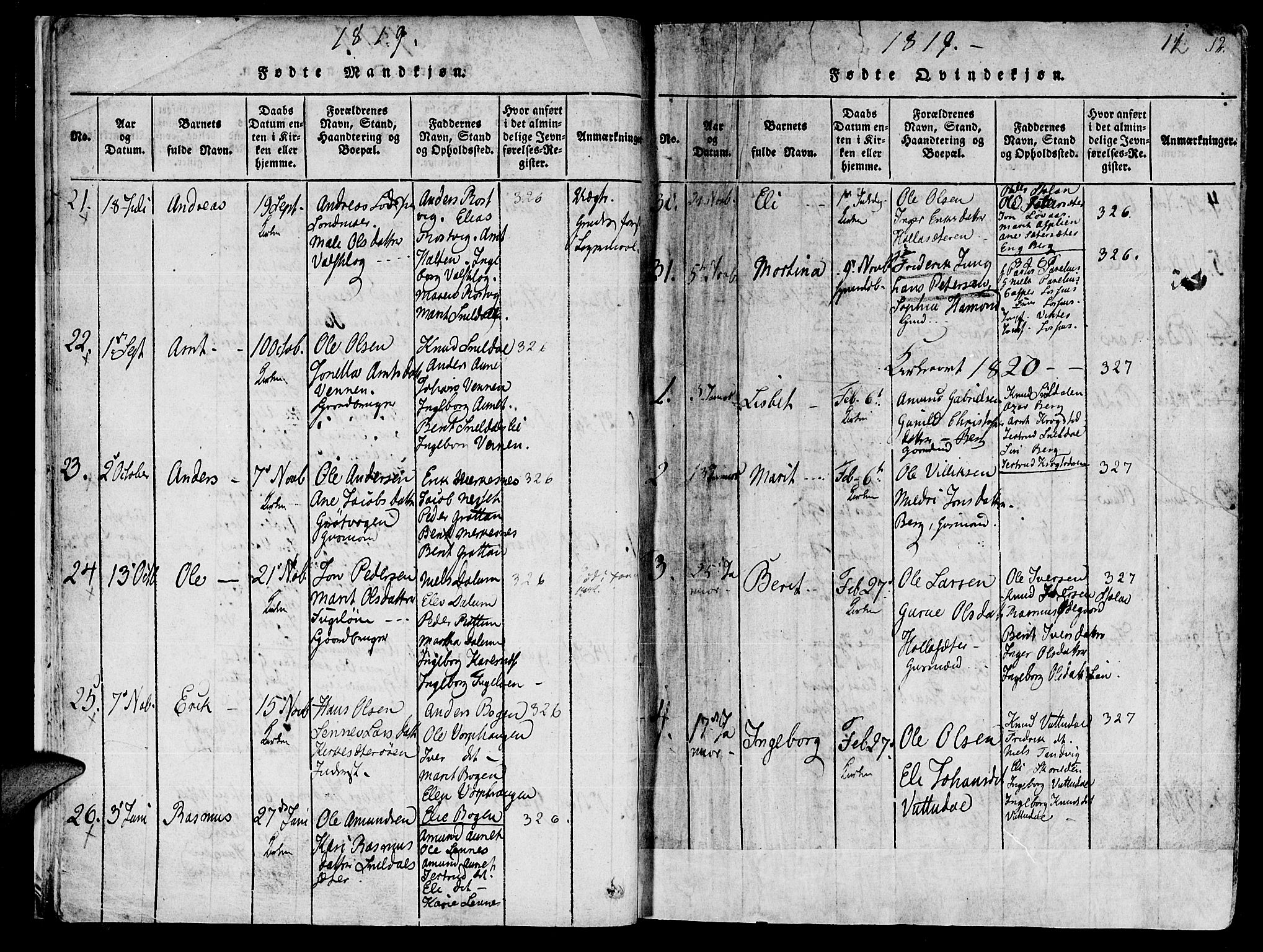 Ministerialprotokoller, klokkerbøker og fødselsregistre - Sør-Trøndelag, SAT/A-1456/630/L0491: Parish register (official) no. 630A04, 1818-1830, p. 12