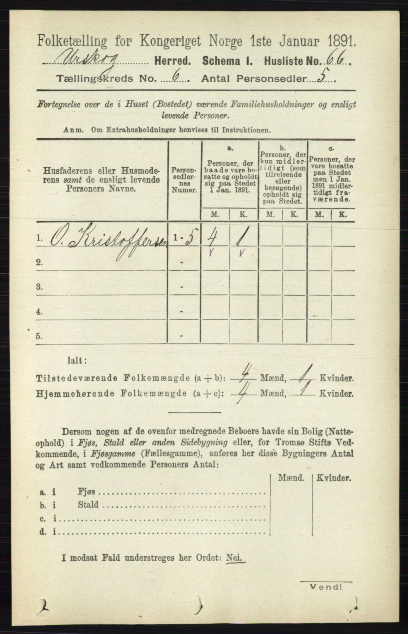 RA, 1891 census for 0224 Aurskog, 1891, p. 2732