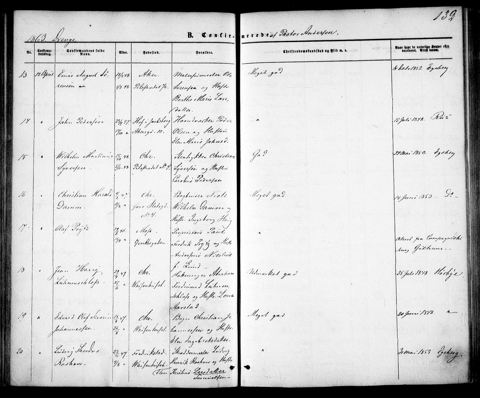 Trefoldighet prestekontor Kirkebøker, AV/SAO-A-10882/F/Fb/L0001: Parish register (official) no. II 1, 1858-1871, p. 132