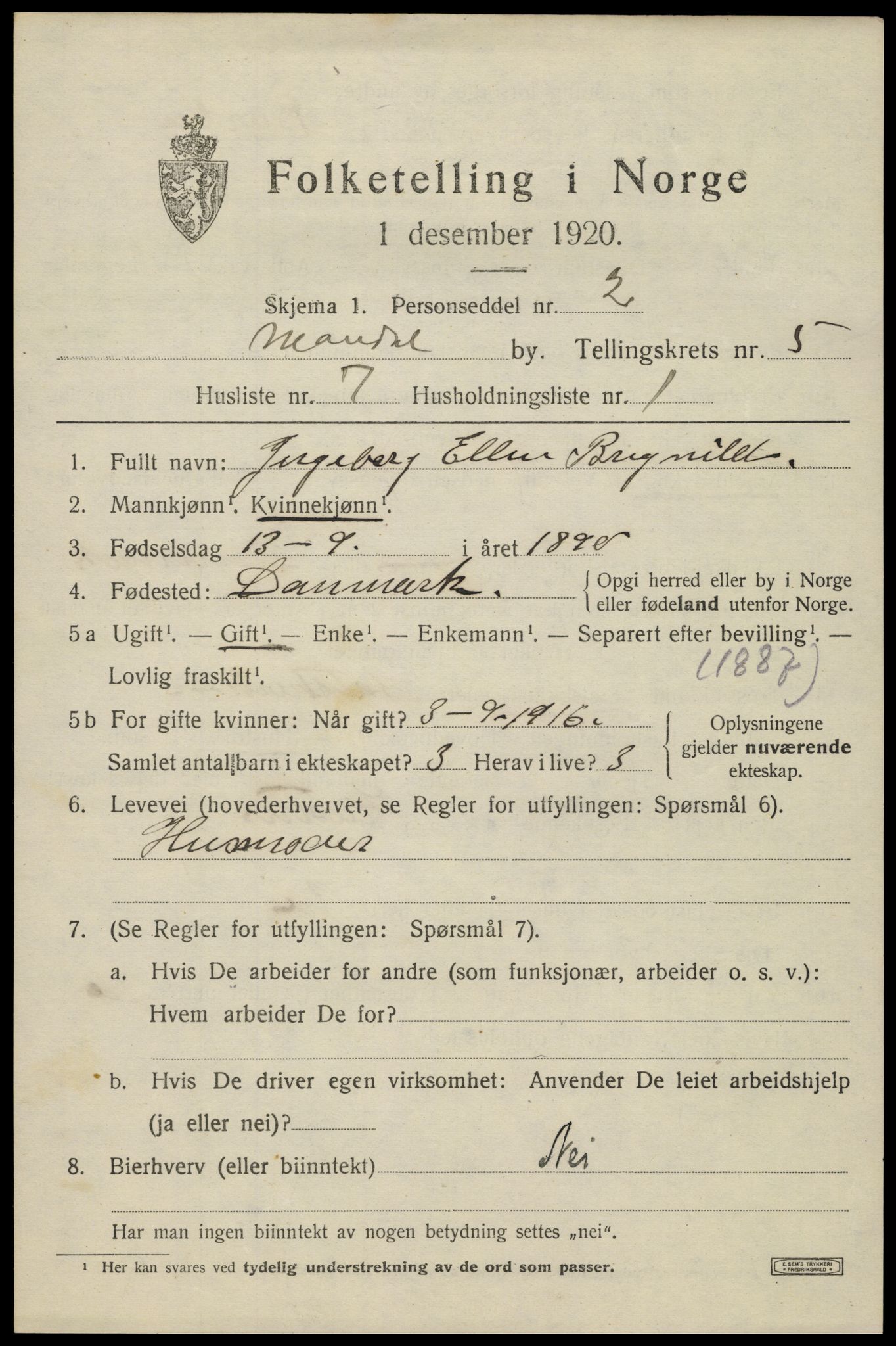 SAK, 1920 census for Mandal, 1920, p. 8267