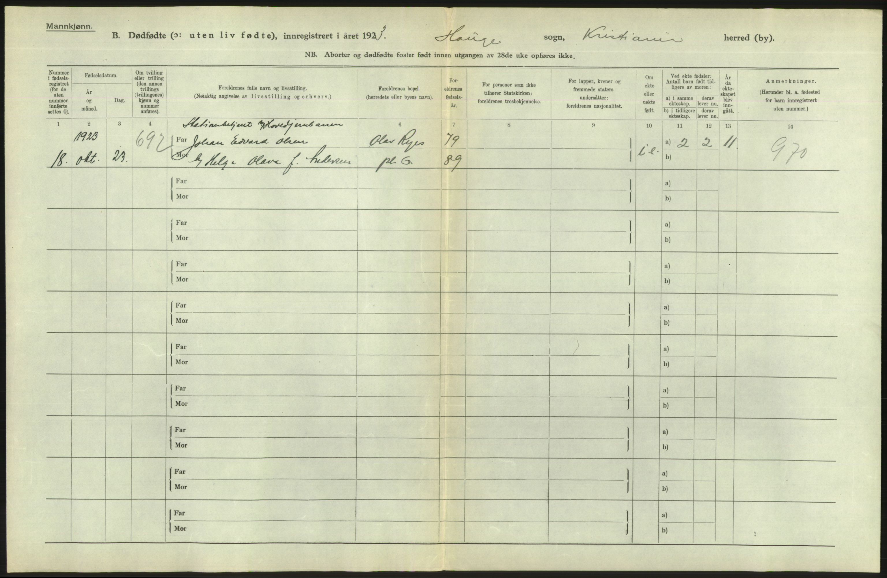 Statistisk sentralbyrå, Sosiodemografiske emner, Befolkning, AV/RA-S-2228/D/Df/Dfc/Dfcc/L0010: Kristiania: Døde, dødfødte, 1923, p. 30