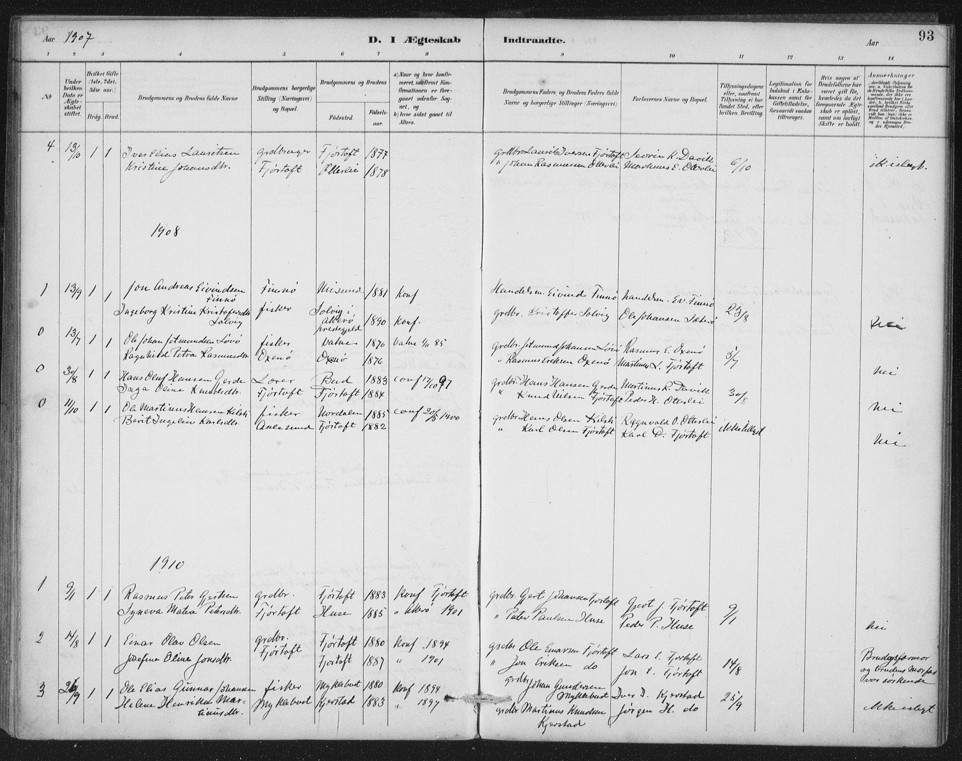 Ministerialprotokoller, klokkerbøker og fødselsregistre - Møre og Romsdal, AV/SAT-A-1454/538/L0522: Parish register (official) no. 538A01, 1884-1913, p. 93