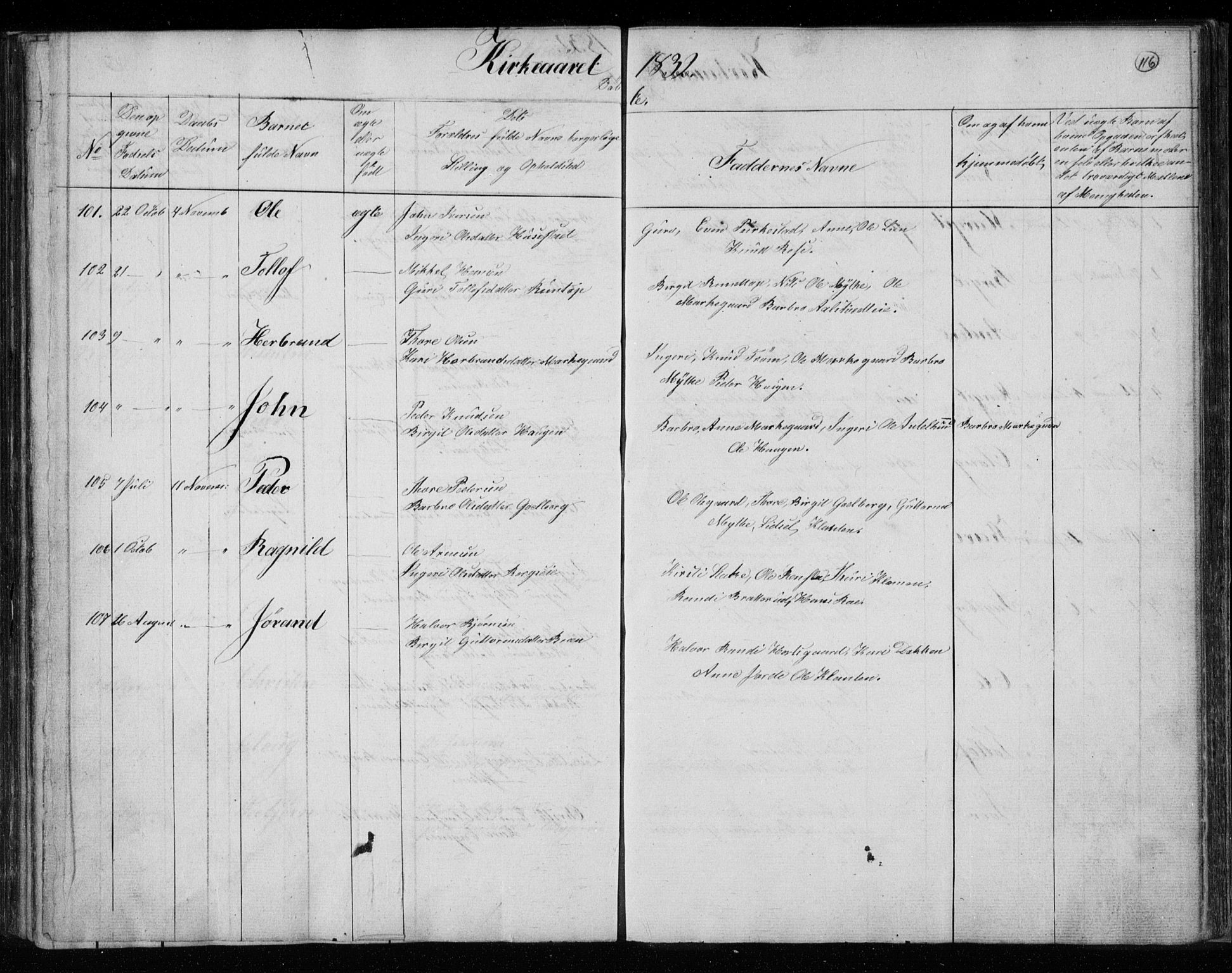 Gol kirkebøker, AV/SAKO-A-226/F/Fa/L0001: Parish register (official) no. I 1, 1821-1837, p. 116