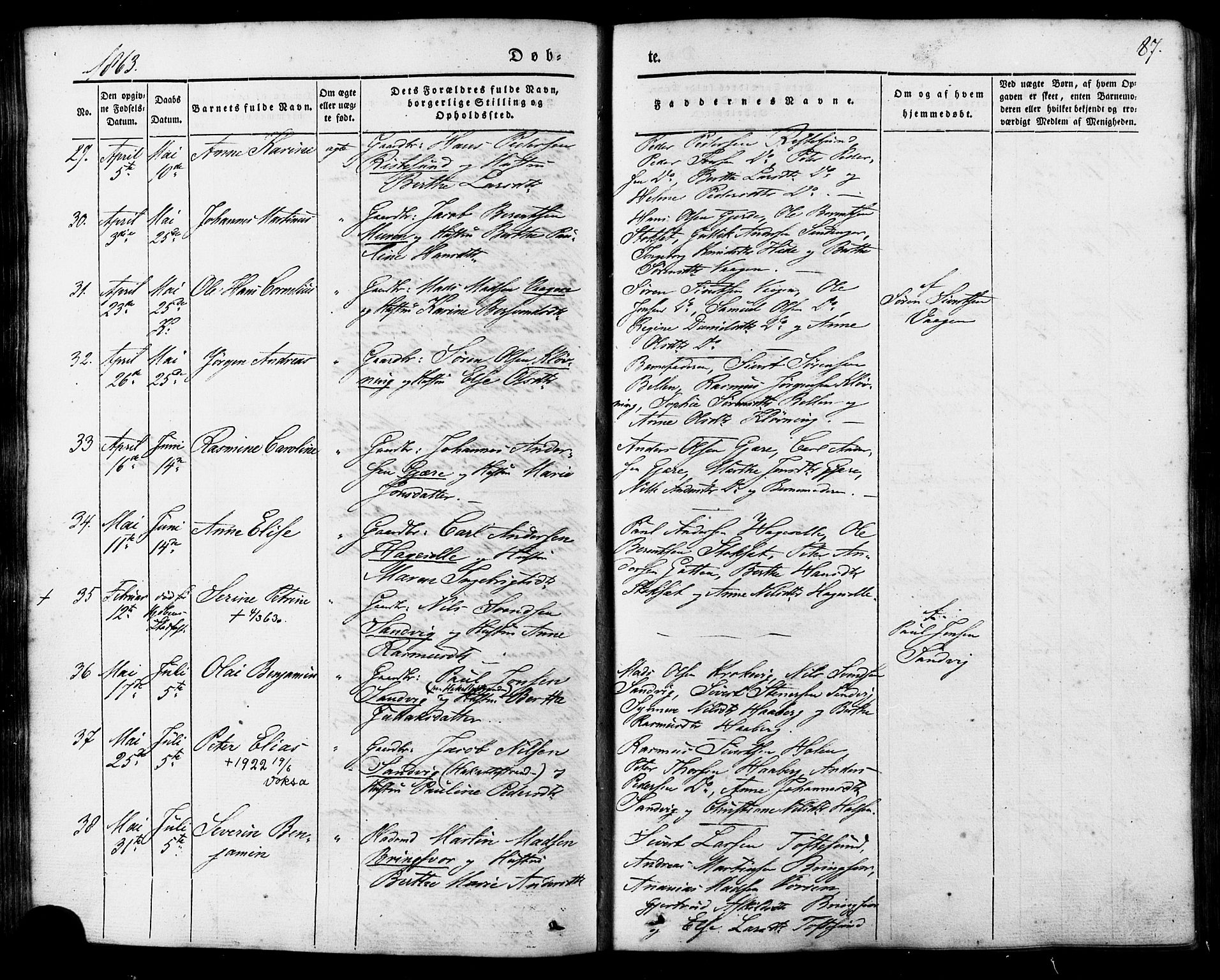 Ministerialprotokoller, klokkerbøker og fødselsregistre - Møre og Romsdal, AV/SAT-A-1454/503/L0034: Parish register (official) no. 503A02, 1841-1884, p. 87